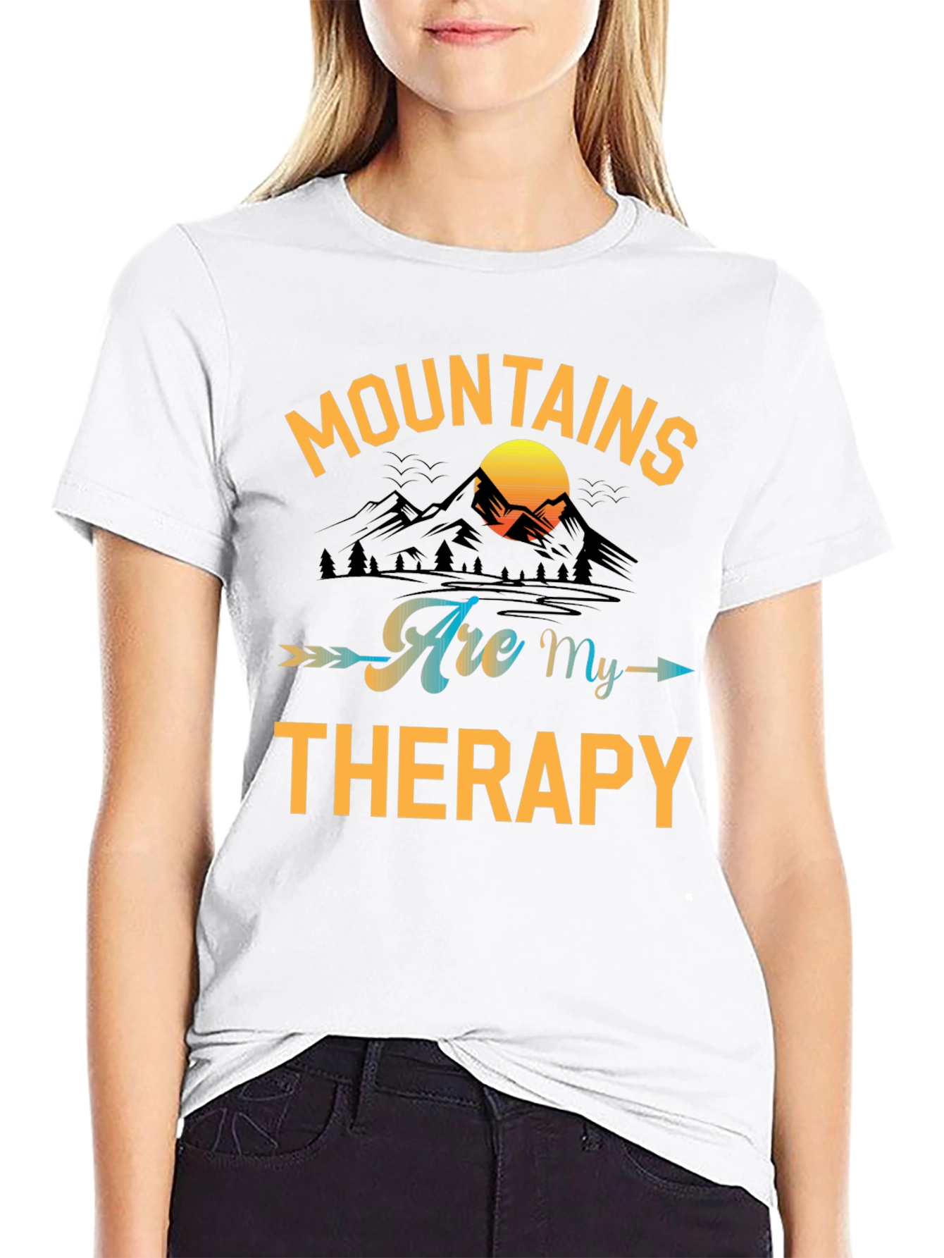 Black Mountains Are My Therapy Black Graphic Tee view 9