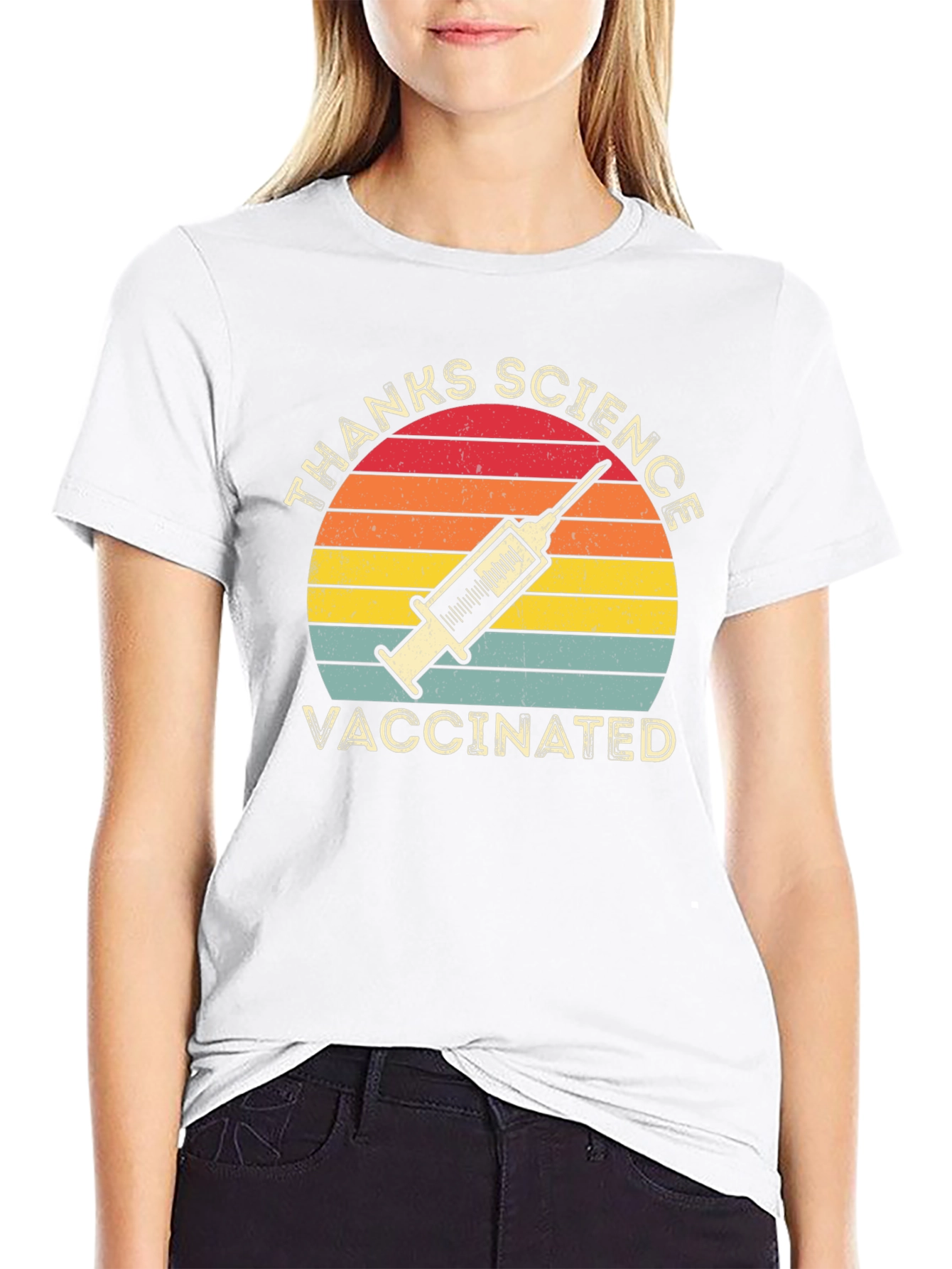 Black Thanks Science Vaccinated T-Shirt view 9