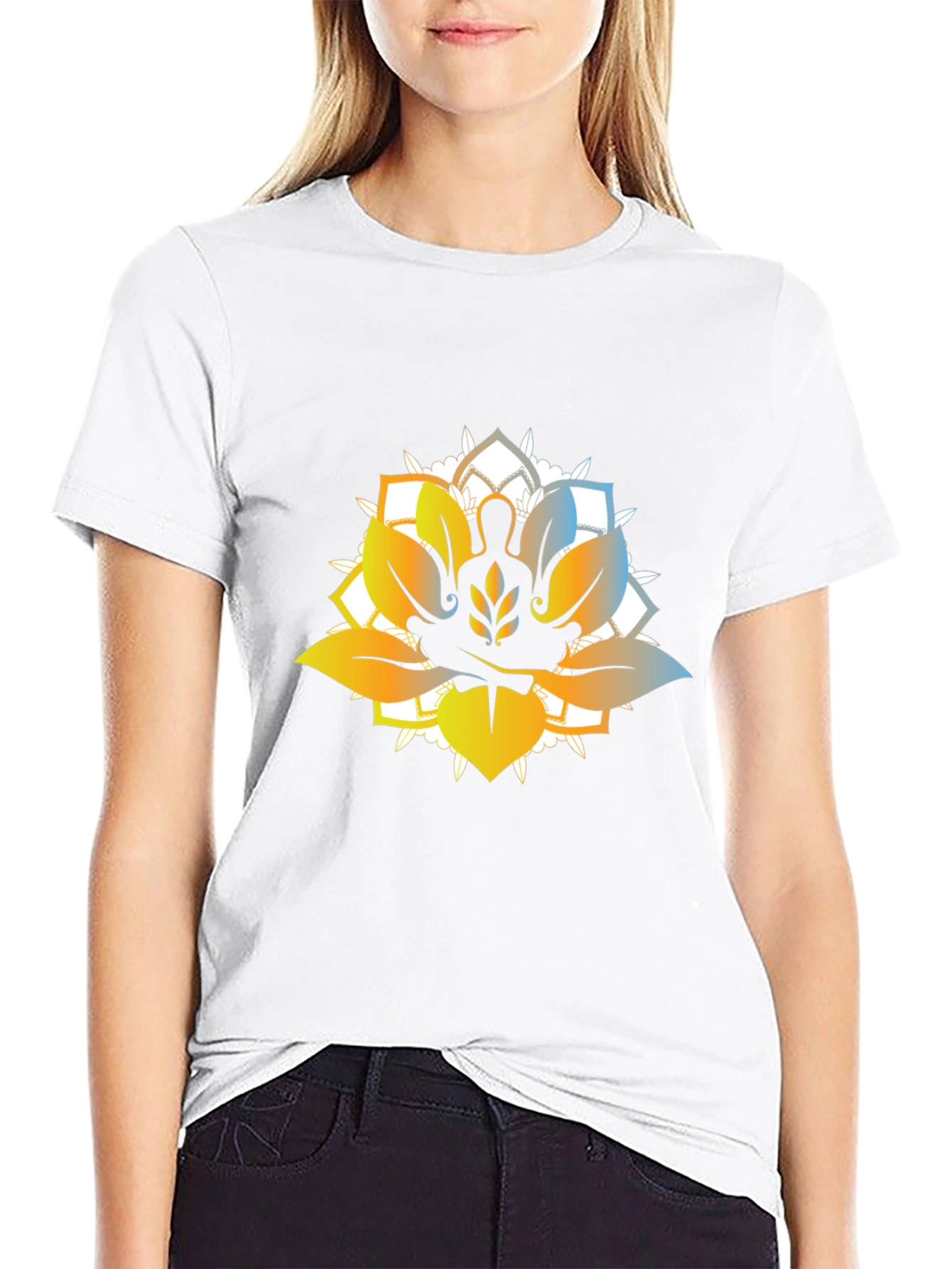 Black Lotus Meditation Graphic T-Shirt - Black view 9