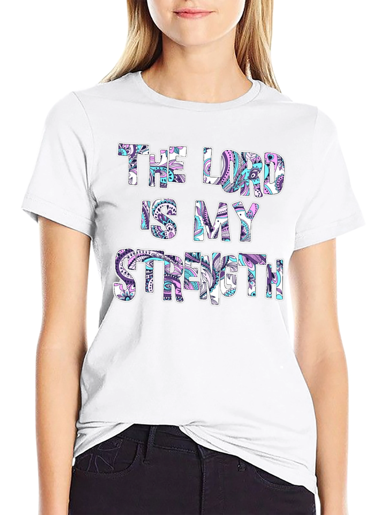 Black The Lord Is My Strength Graphic T-Shirt view 9