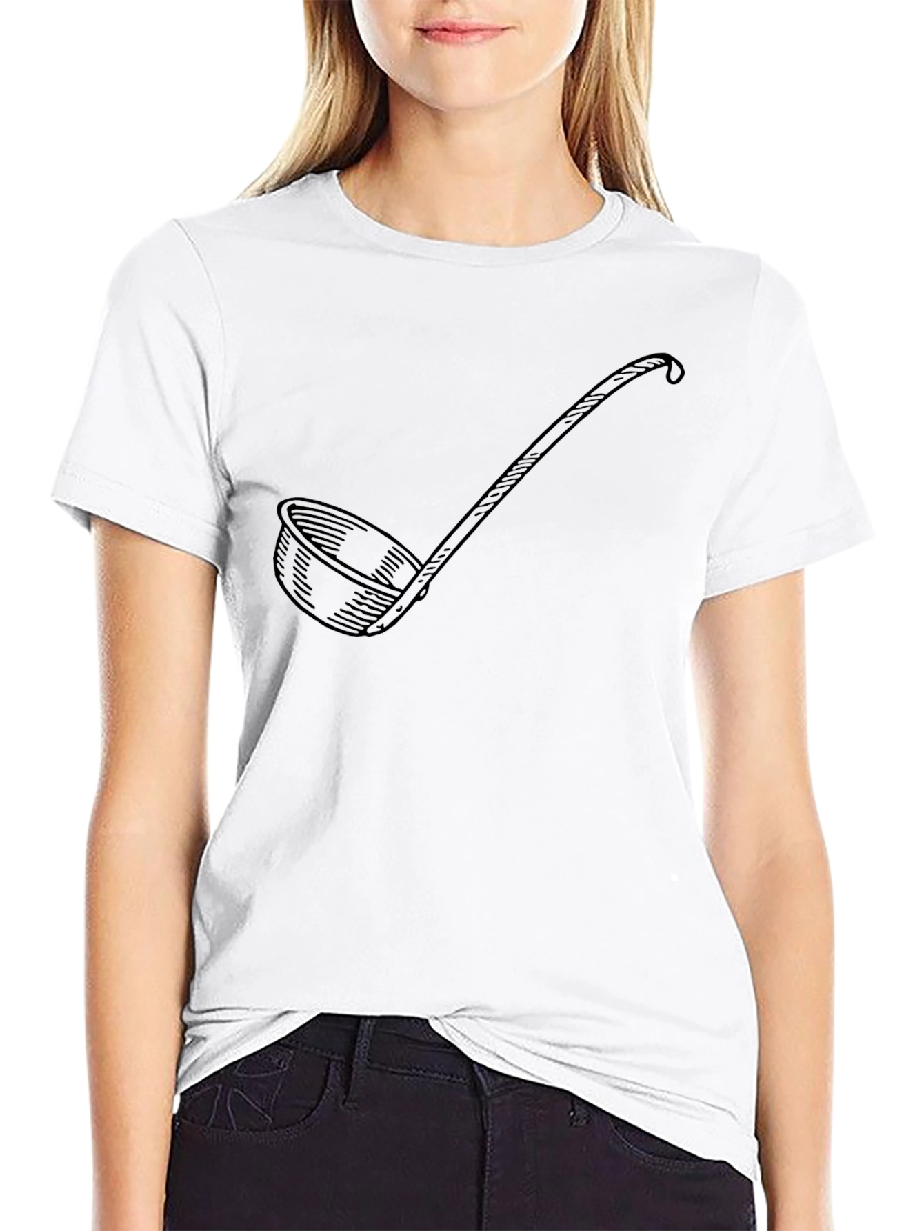Black Soup Ladle Graphic Black T-Shirt - Funny Kitchen Gift view 9