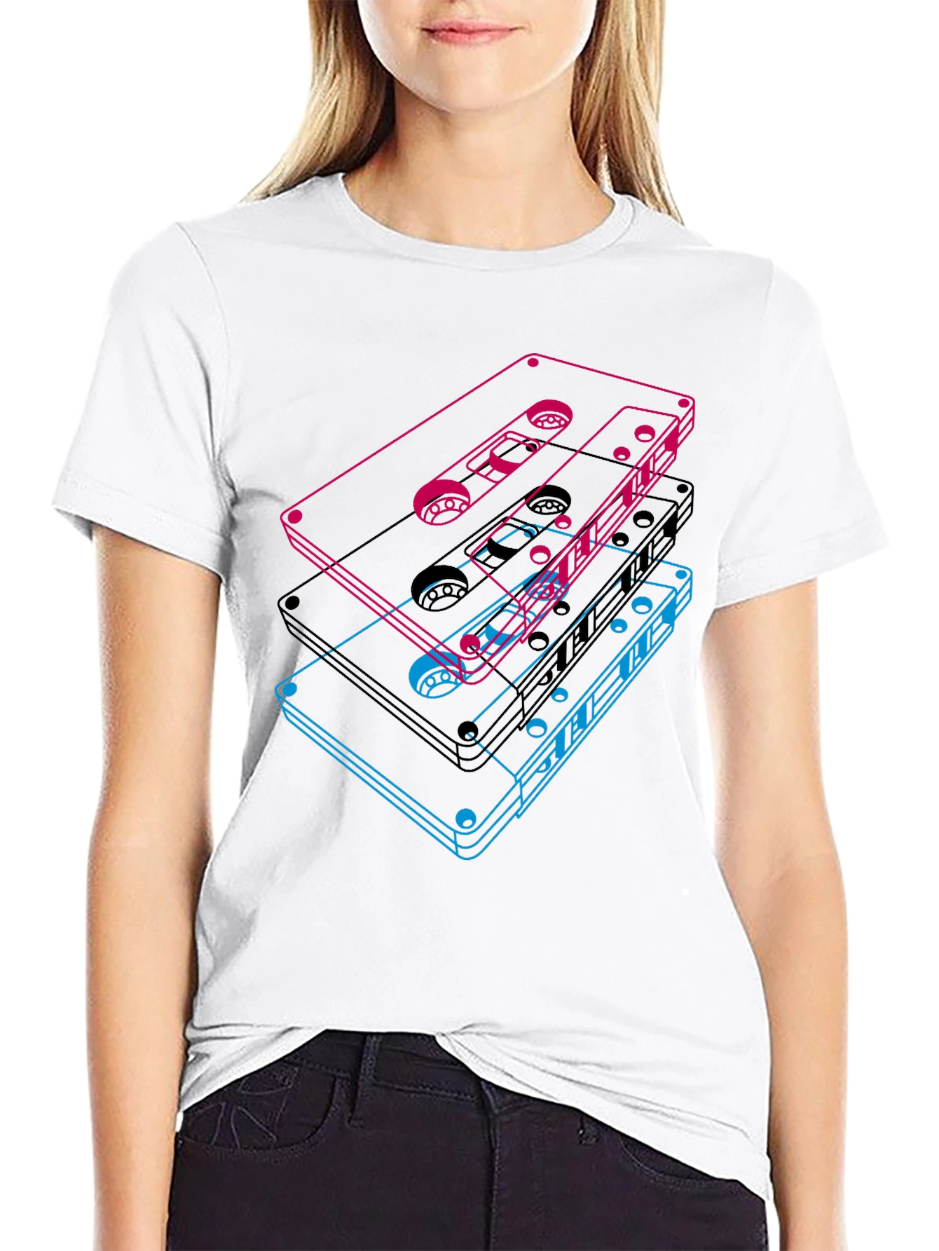 Black Retro Cassette Tape Graphic T-Shirt view 9