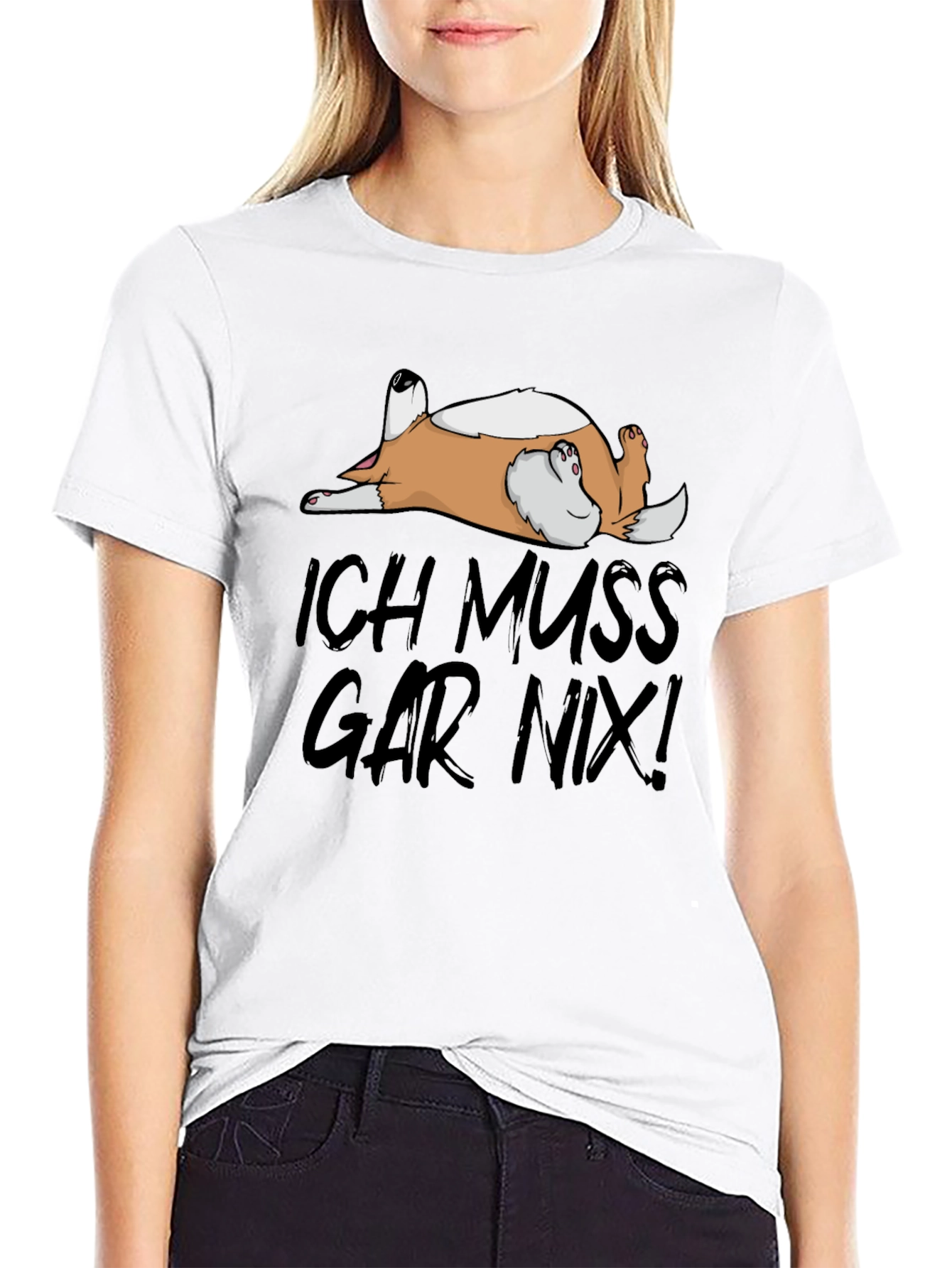 Black Ich Muss Gar Nix! Dog T-Shirt - Relaxed Comfort view 9