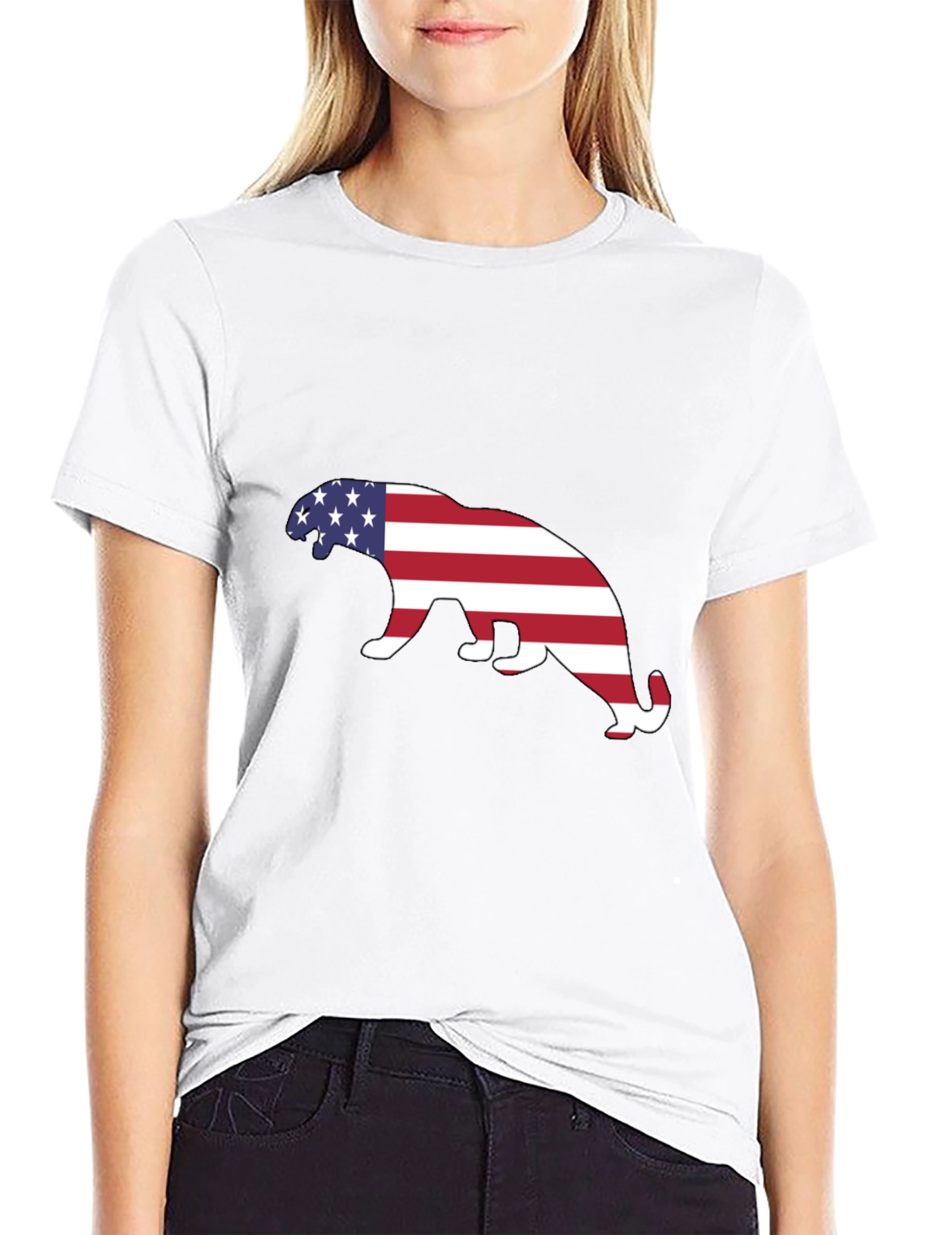 Black American Flag Panther Graphic Tee - Black view 9