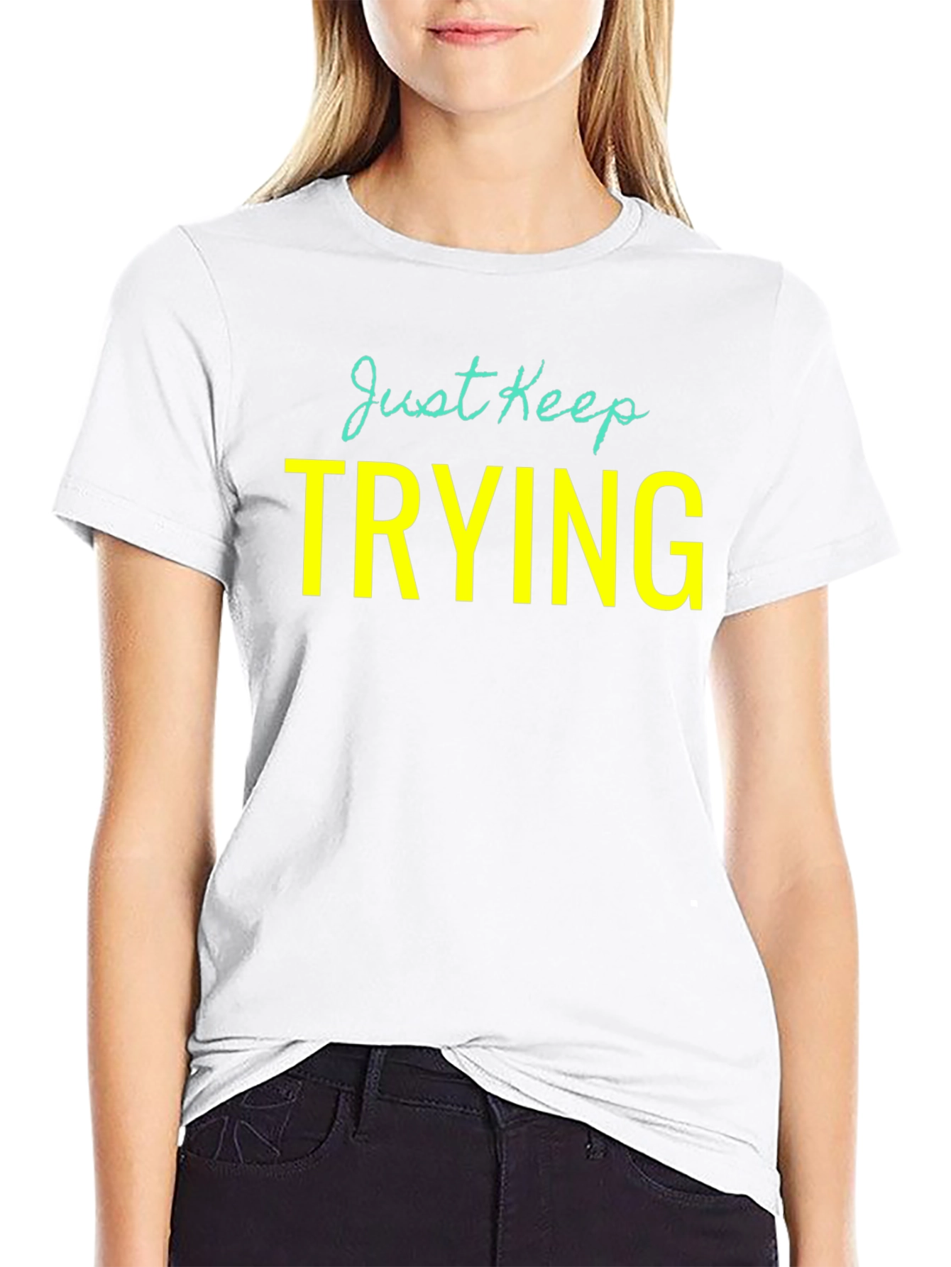 Black Just Keep Trying Graphic Tee - Motivational Shirt view 9