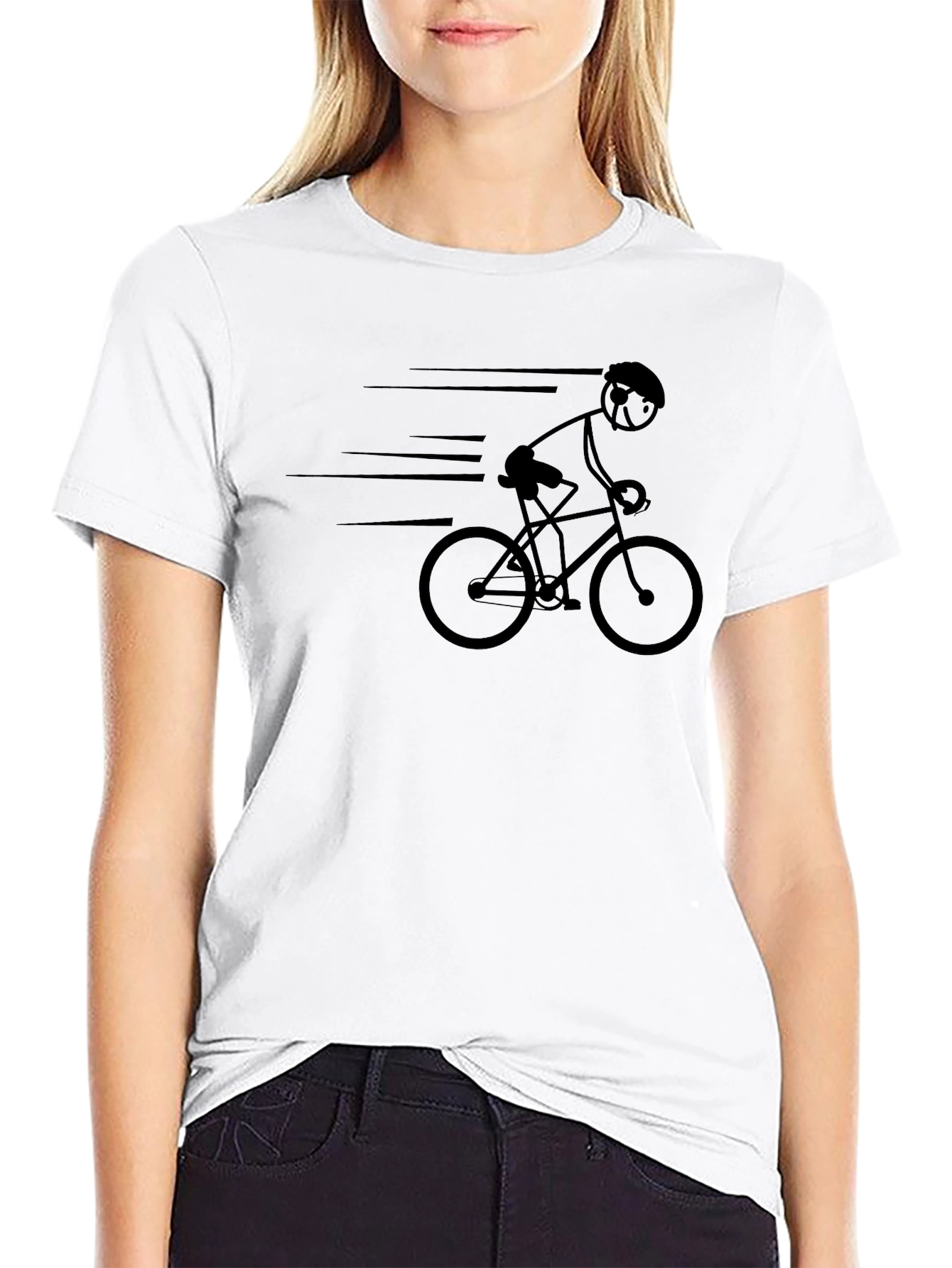 Black Cyclist Graphic Tee - Black Cotton T-Shirt view 9