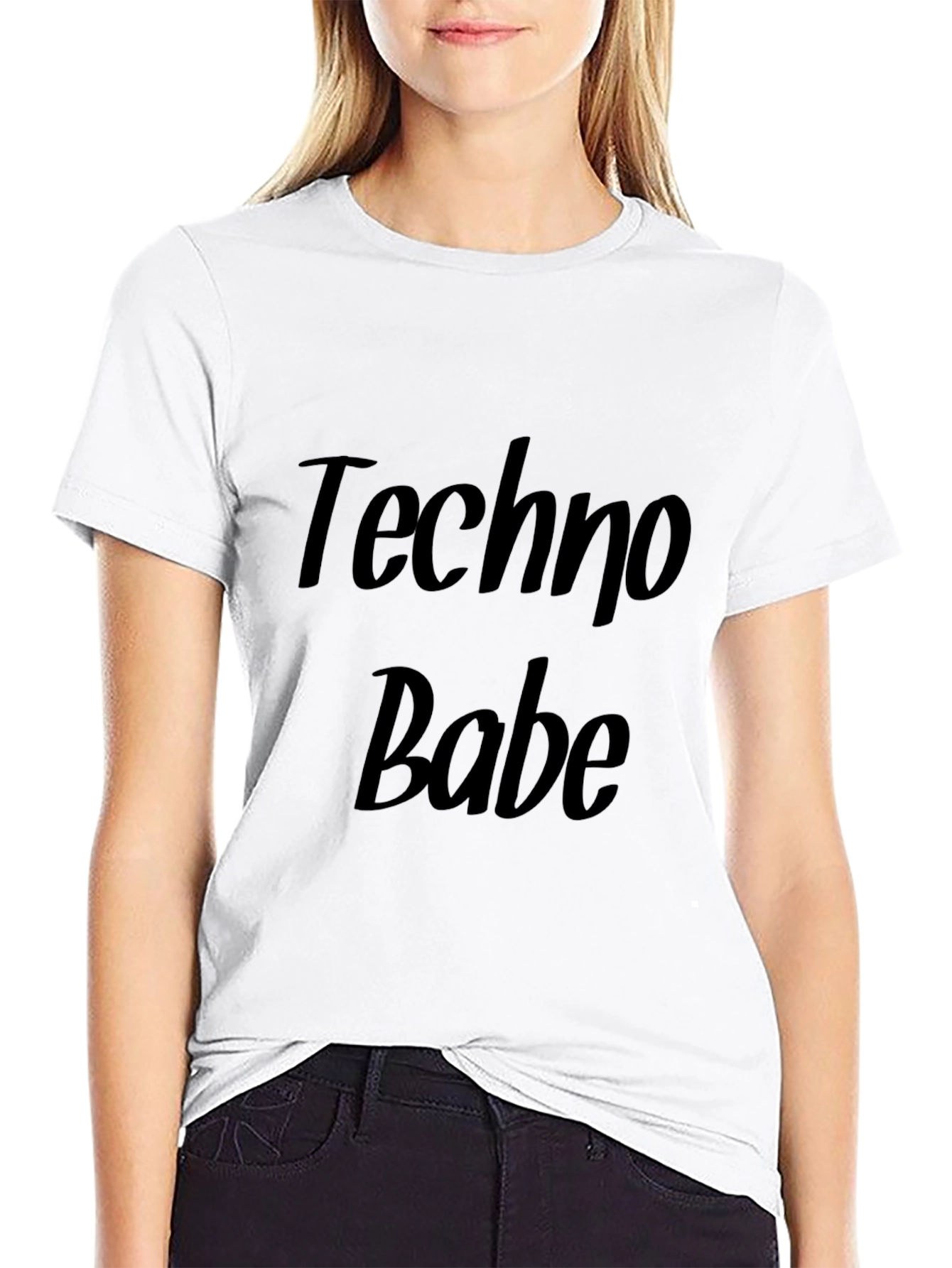 Black Techno Babe Black Graphic T-Shirt view 9
