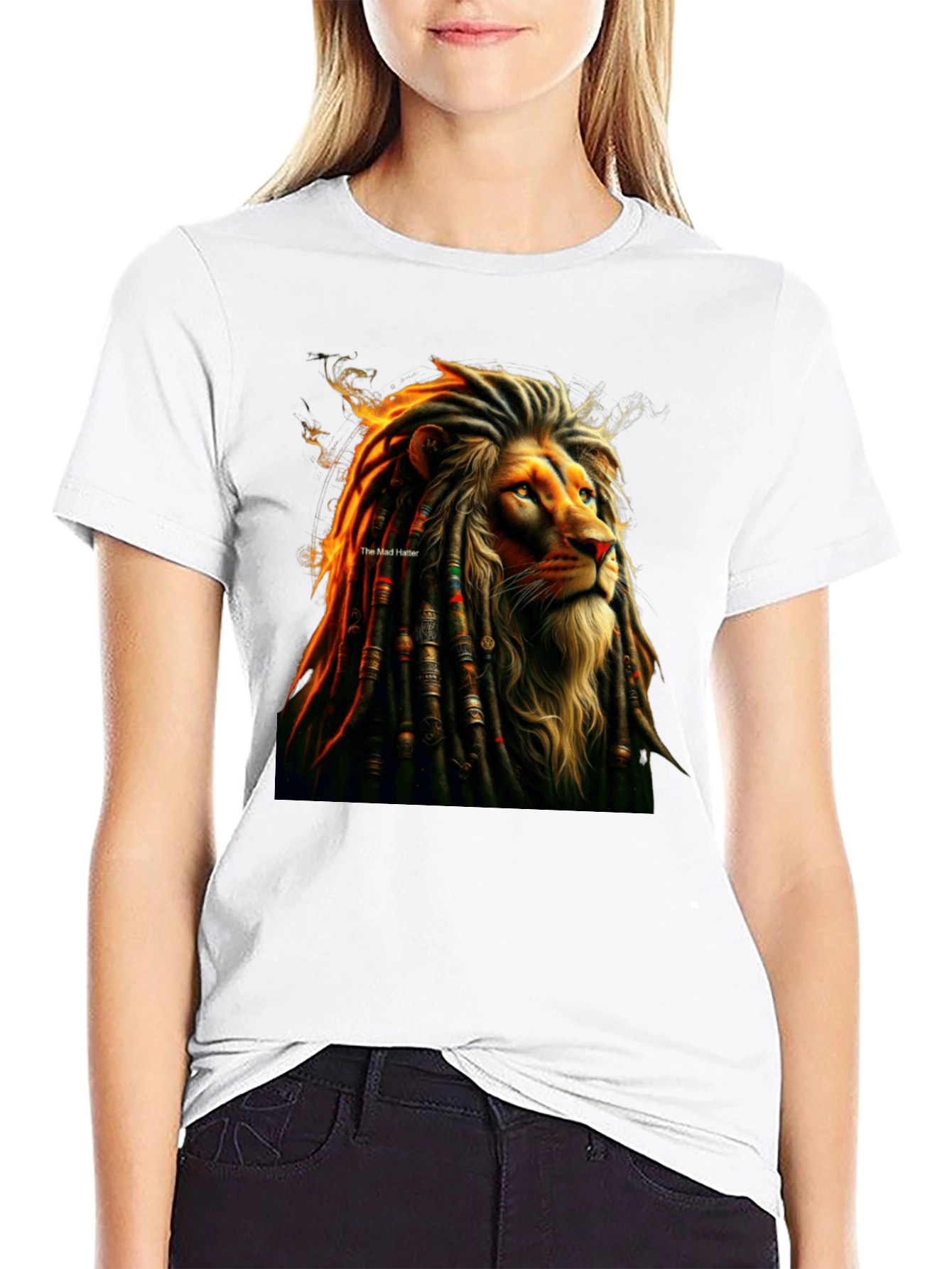 Black Lion Dreadlocks Graphic Tee - Reggae Inspired T-Shirt view 9