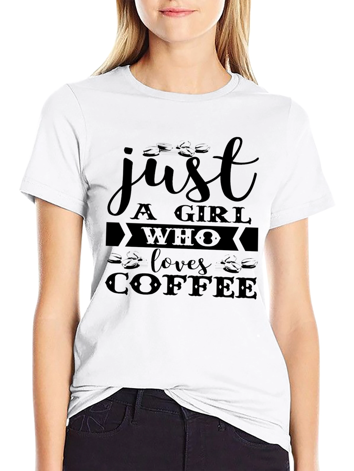 Black Just A Girl Who Loves Coffee Black Tee view 9