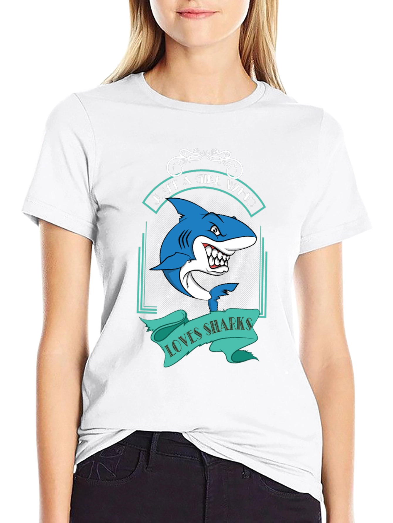 Shark Lover T-Shirt - Just a Girl Who Loves Sharks - 9