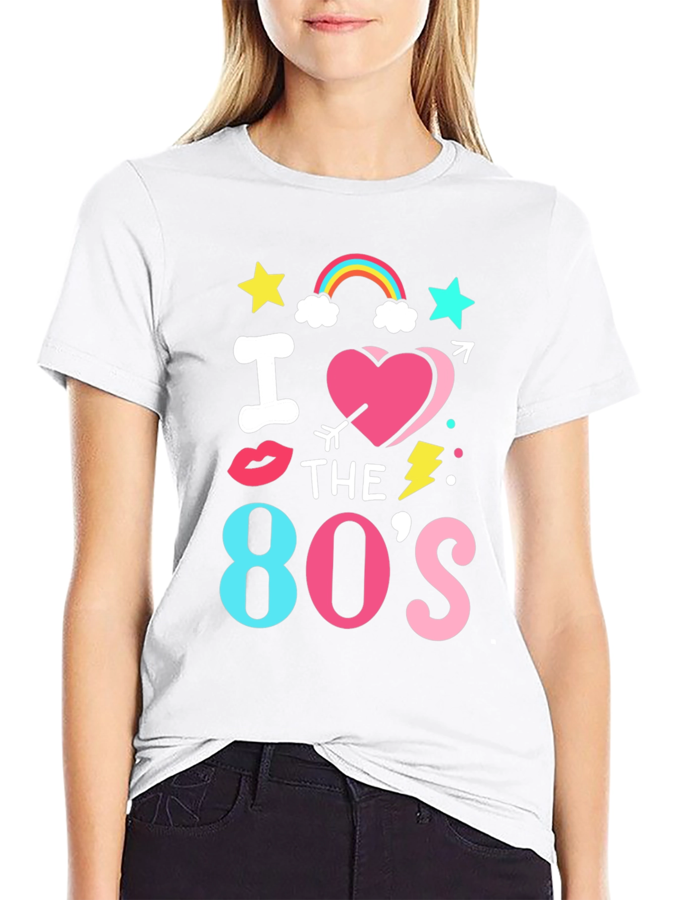 Black I Love The 80's Retro T-Shirt view 9