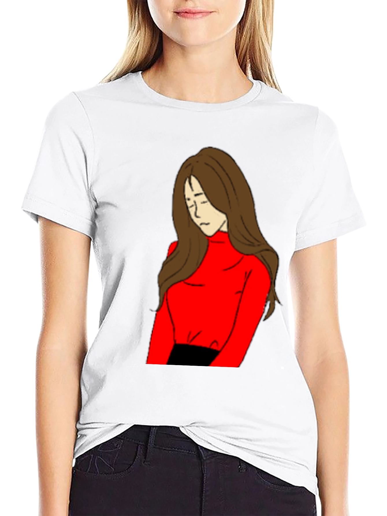 Black Artistic Girl Graphic T-Shirt view 9