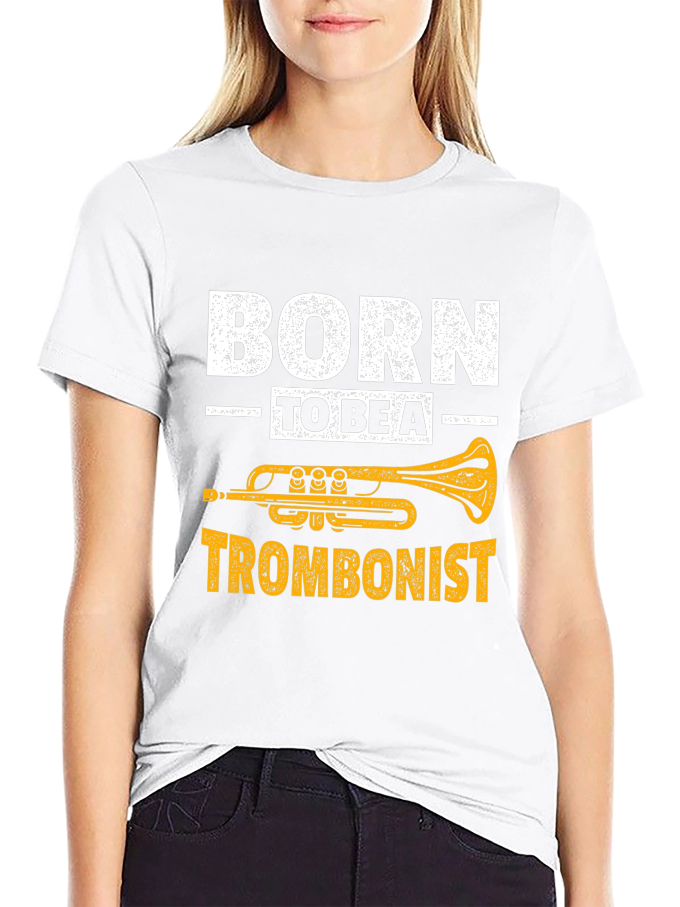 Black Born to Be a Trombonist Graphic T-Shirt view 9