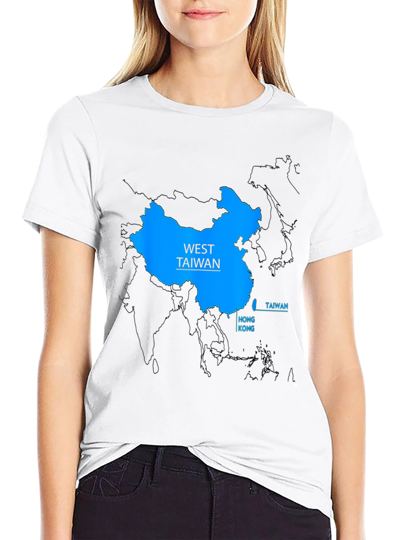 Black West Taiwan Map T-Shirt - Political Statement Tee view 9