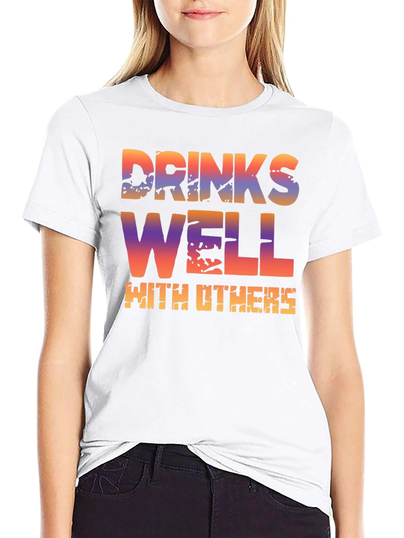 Black Drinks Well With Others T-Shirt - Novelty Graphic Tee view 9