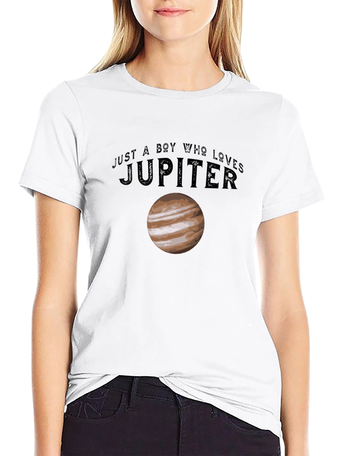 Black Just a Boy Who Loves Jupiter T-Shirt view 9