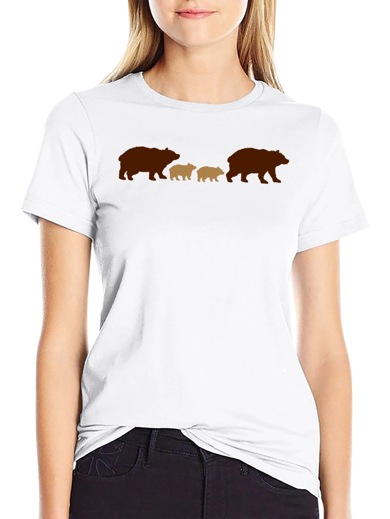 Black Bear Family Graphic Tee - Black Casual Shirt view 9