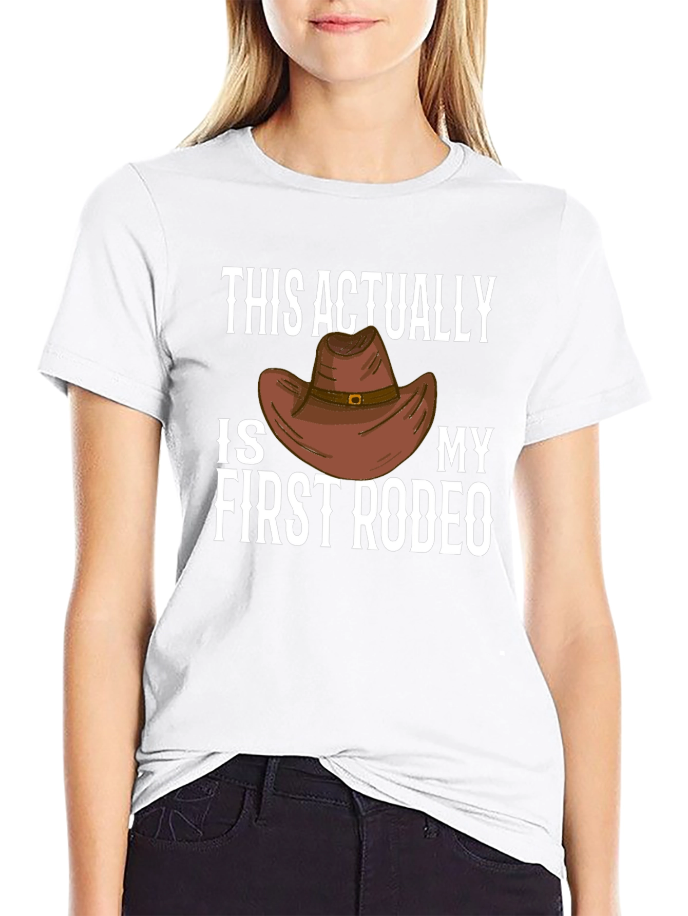 Black First Rodeo Cowboy Hat Graphic T-Shirt view 9