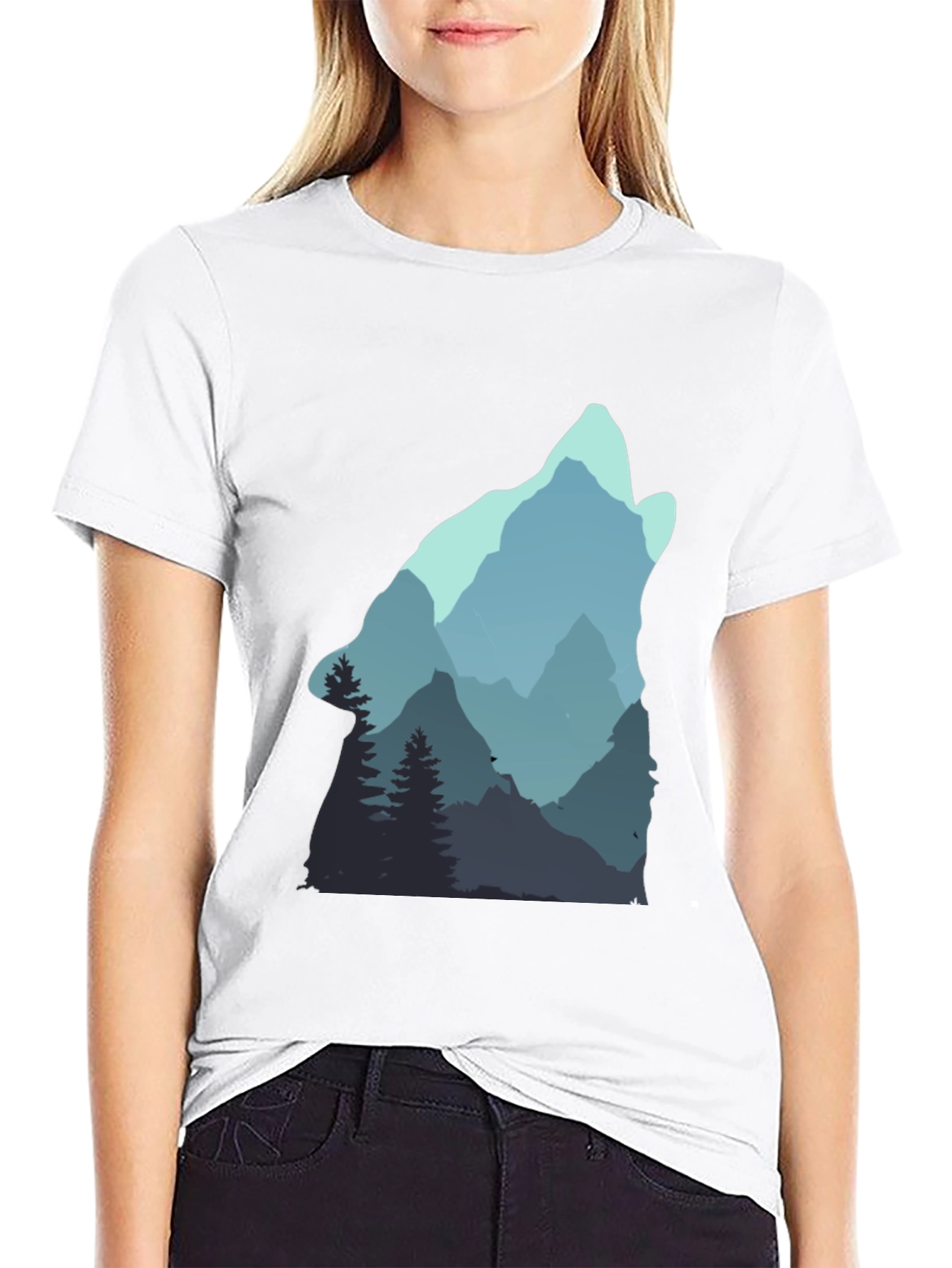 Black Nature Wolf Graphic Tee - Men's Black T-Shirt view 9