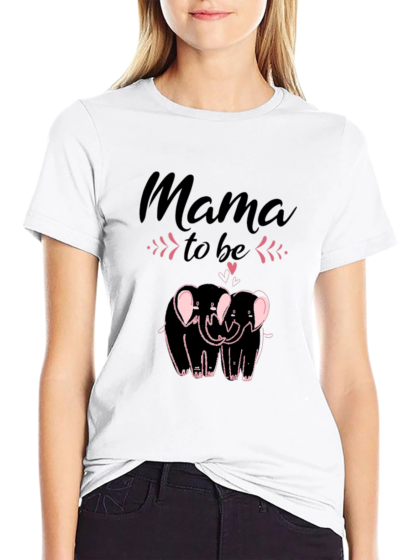 Mama To Be Elephant Graphic Tee - Black - 9