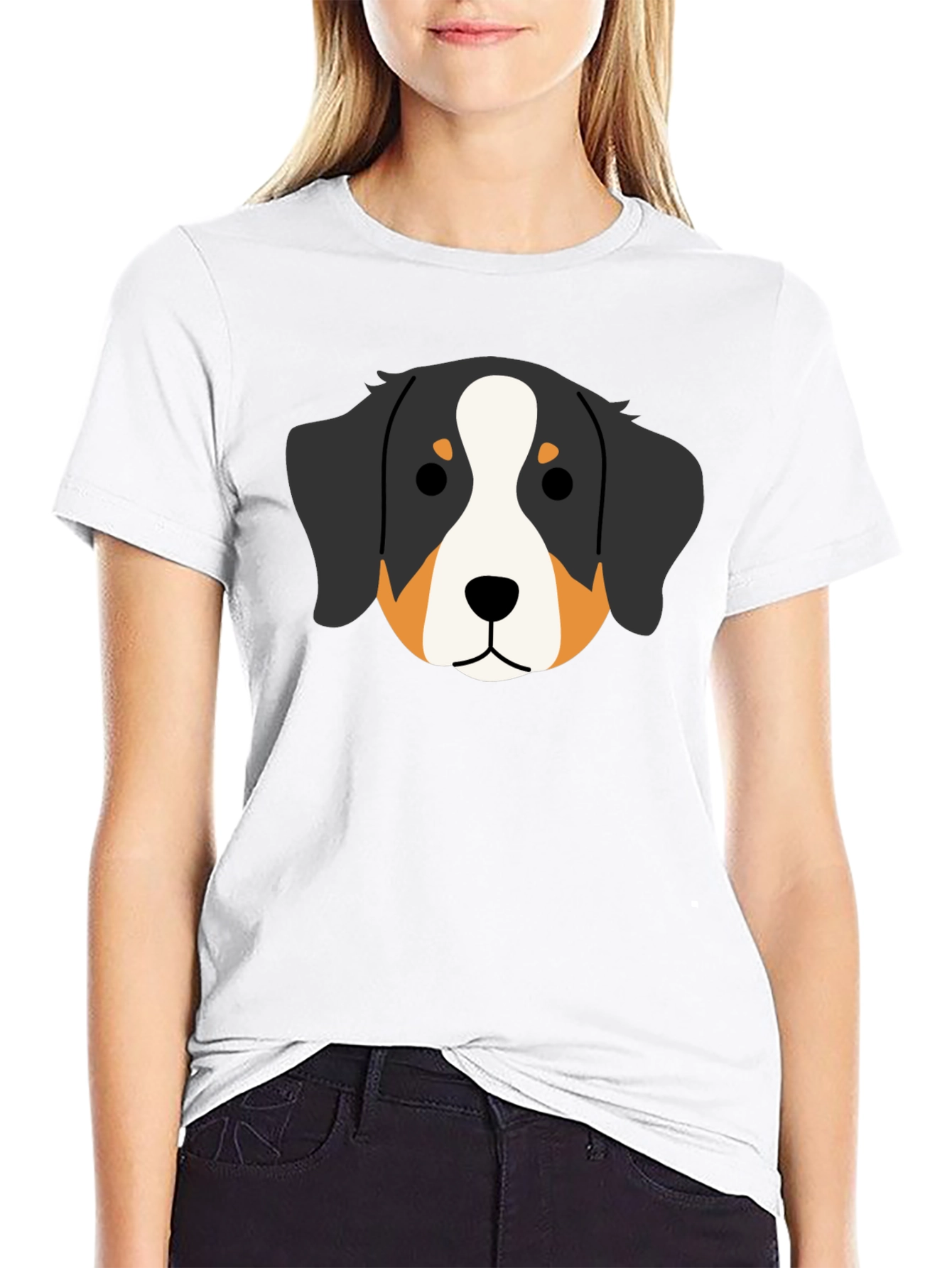 Black Bernese Mountain Dog Head Graphic Tee - Black view 9
