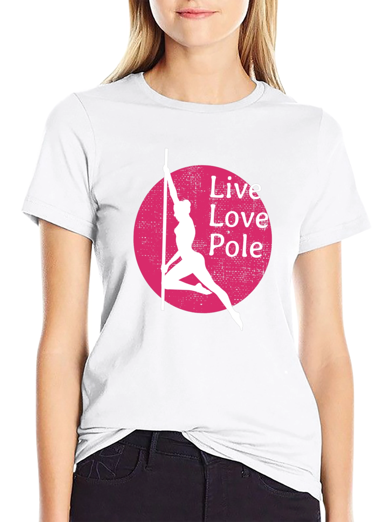 Black Live Love Pole T-Shirt - Black Cotton Blend view 9