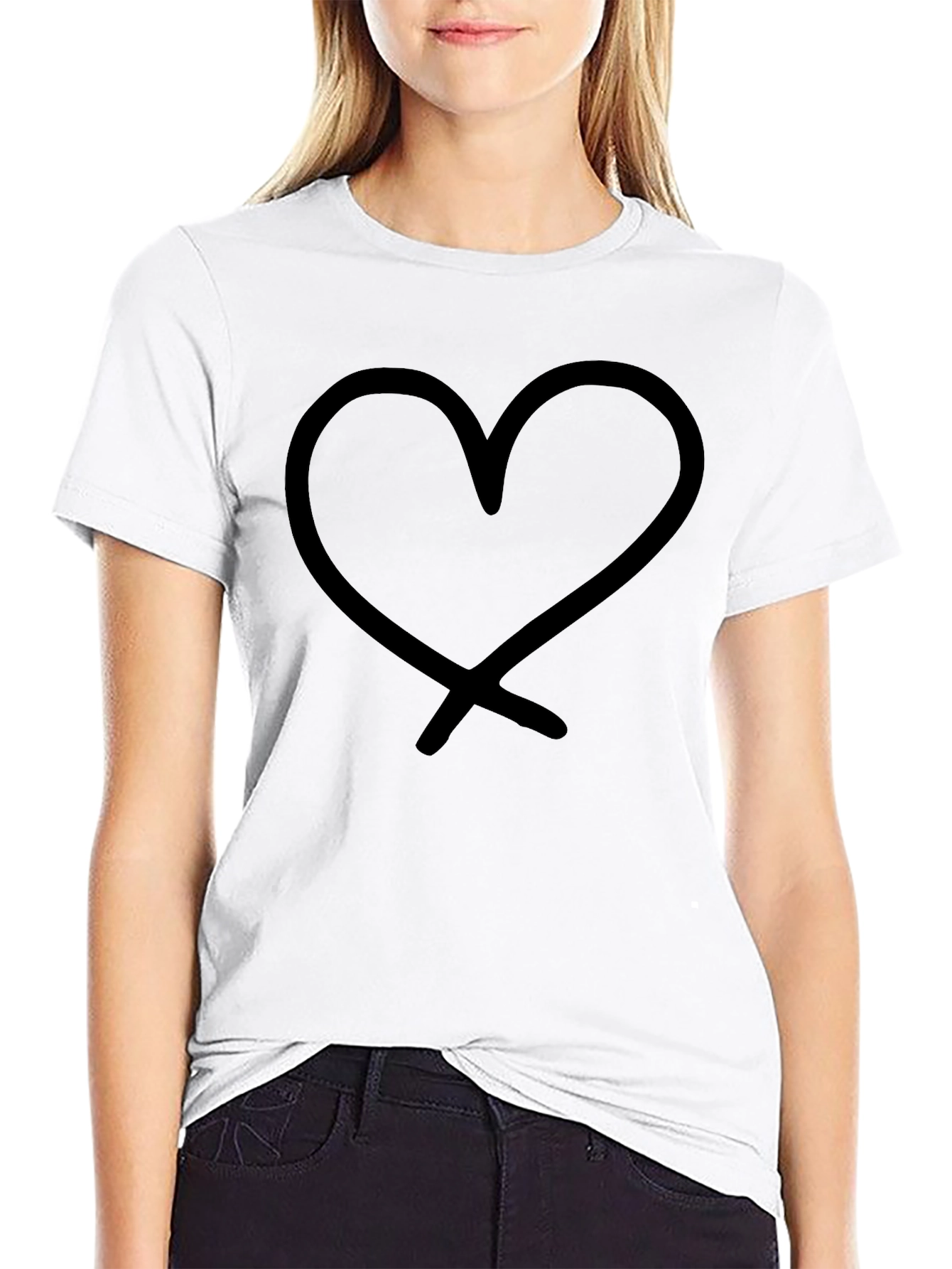 Black Heart Graphic Black T-Shirt - Stylish Casual Wear view 9