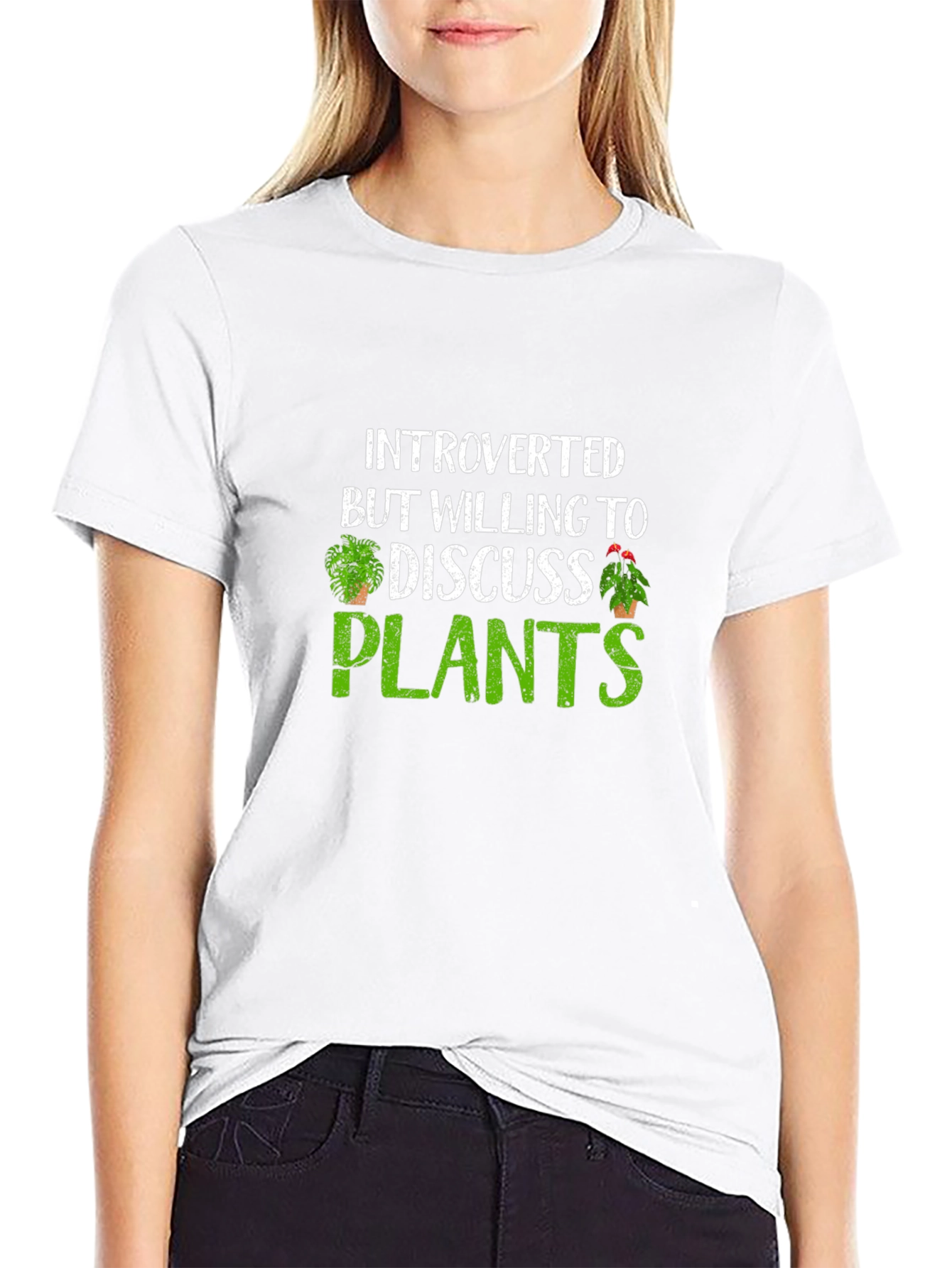 Black Introverted Plants T-Shirt view 9