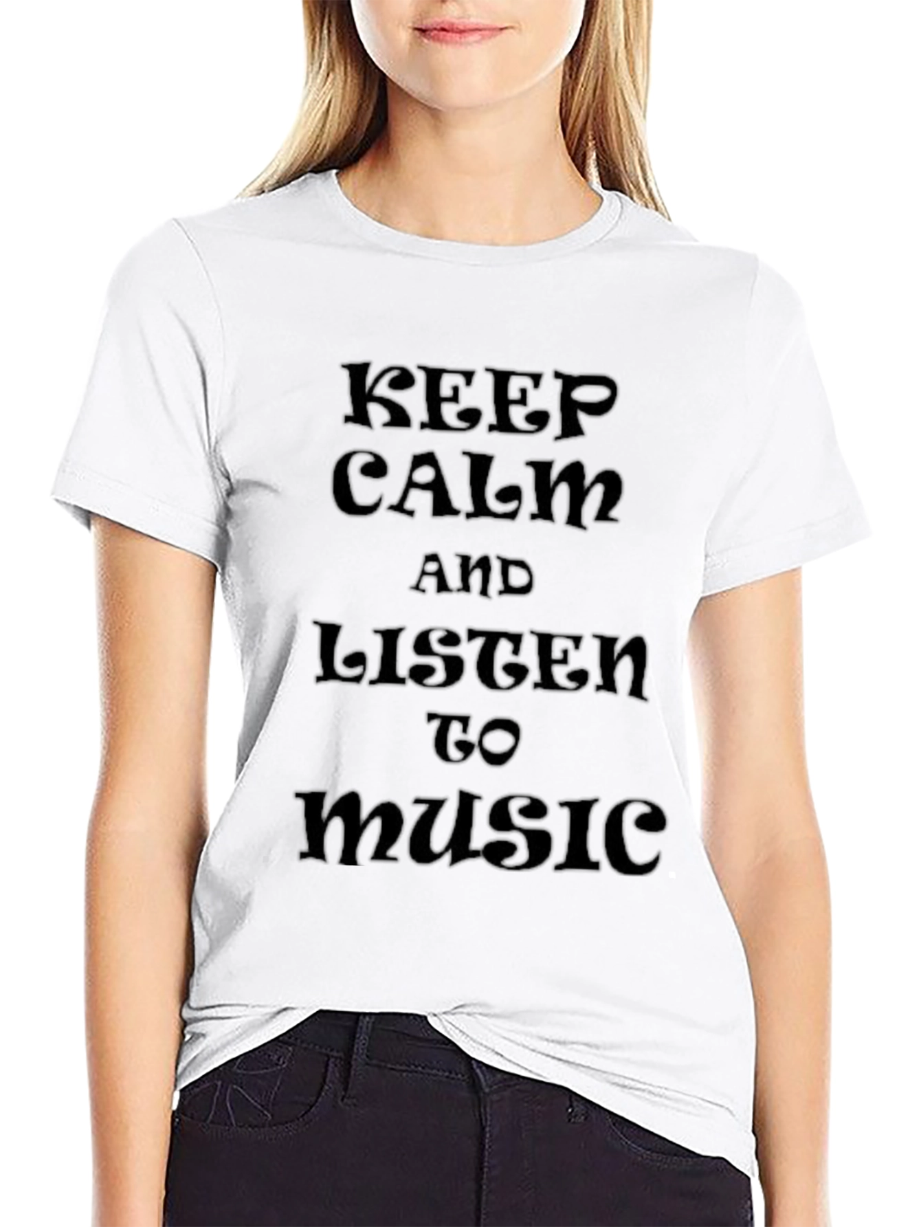 Black Keep Calm Music T-Shirt - Classic Black Tee view 9