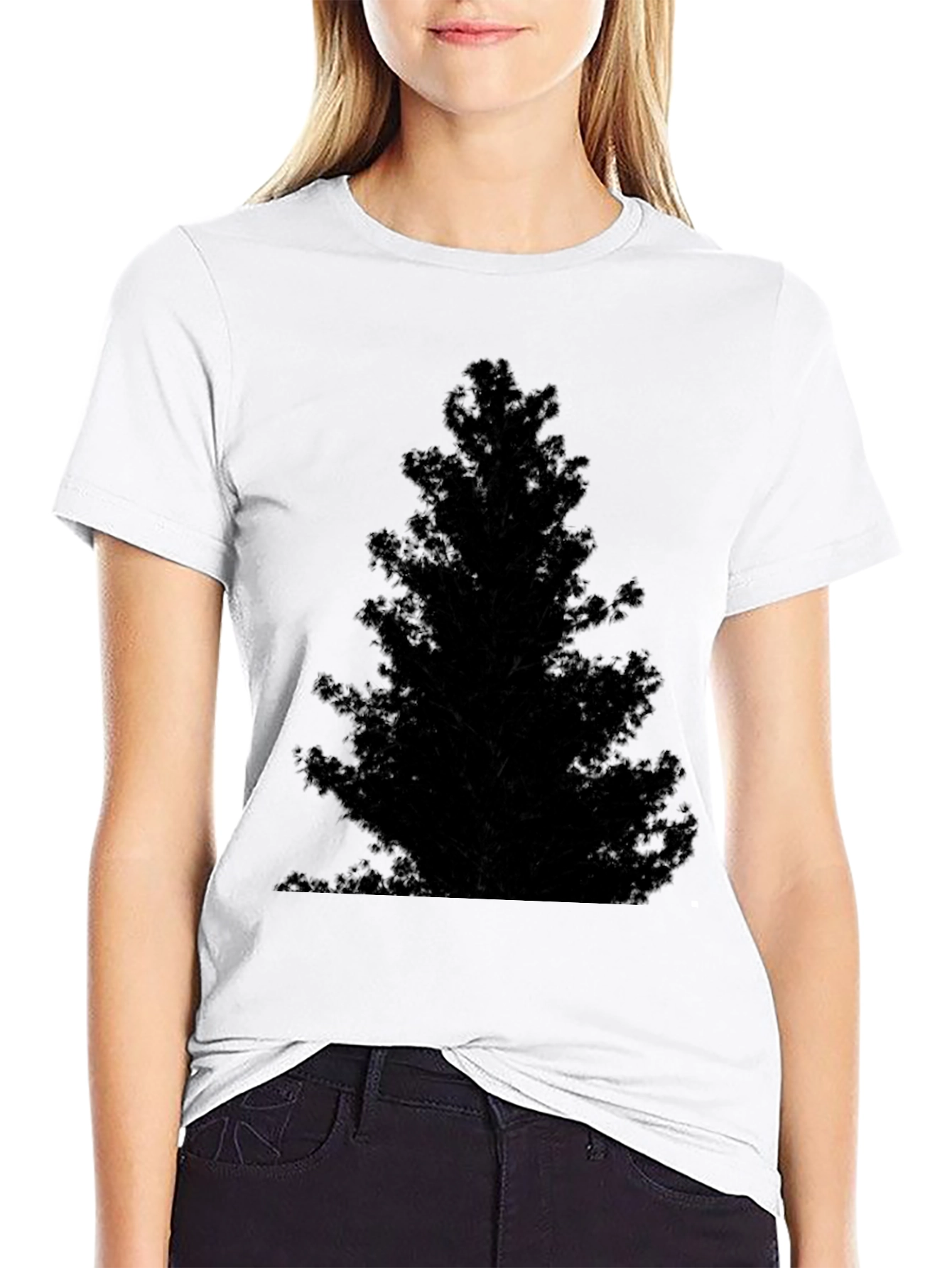 Black Men's Black Tree Silhouette Graphic T-Shirt view 9