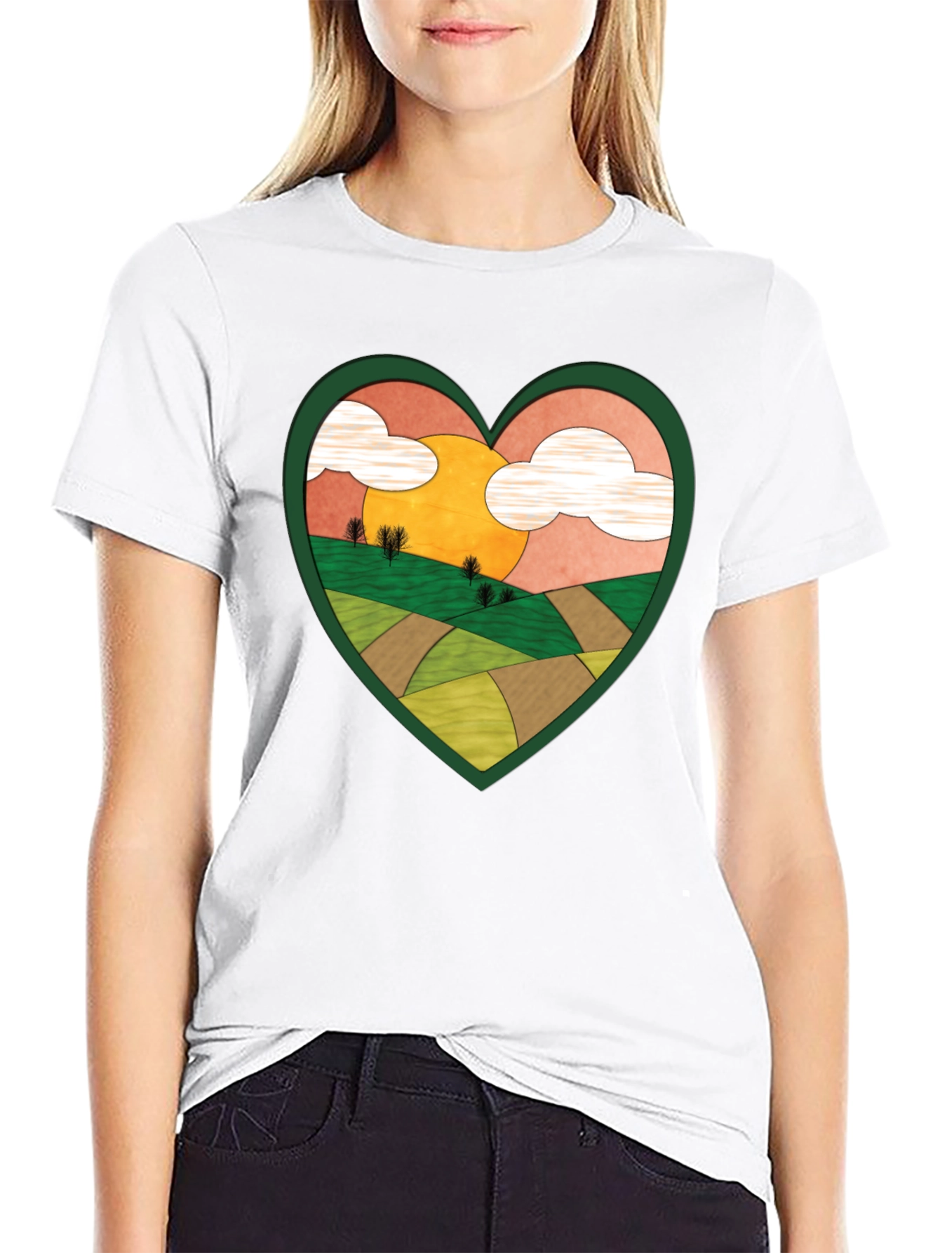 Black Heart Landscape Graphic Tee - Nature Lover Shirt view 9