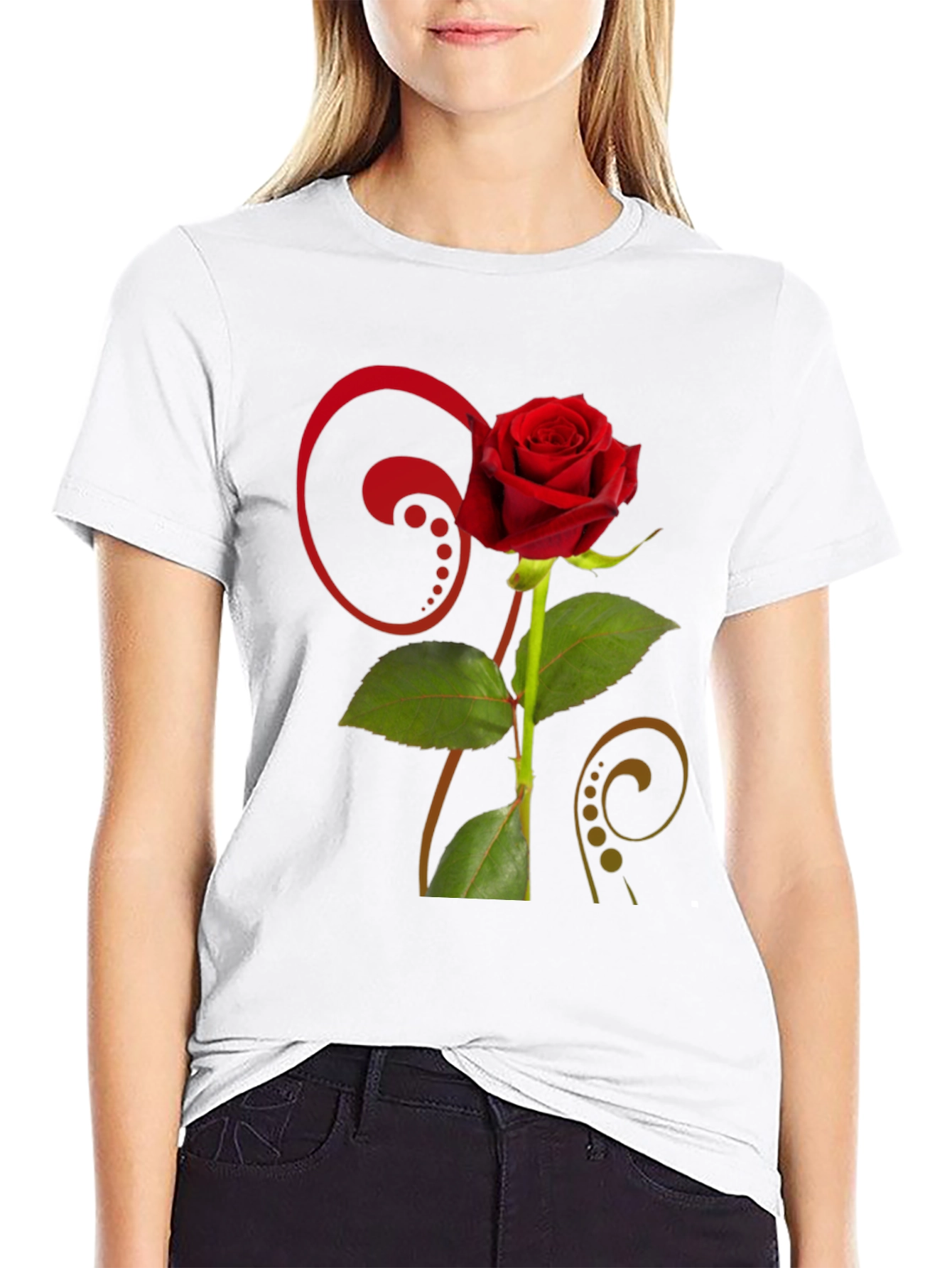 Black Rose Graphic Black T-Shirt - Floral Design view 9
