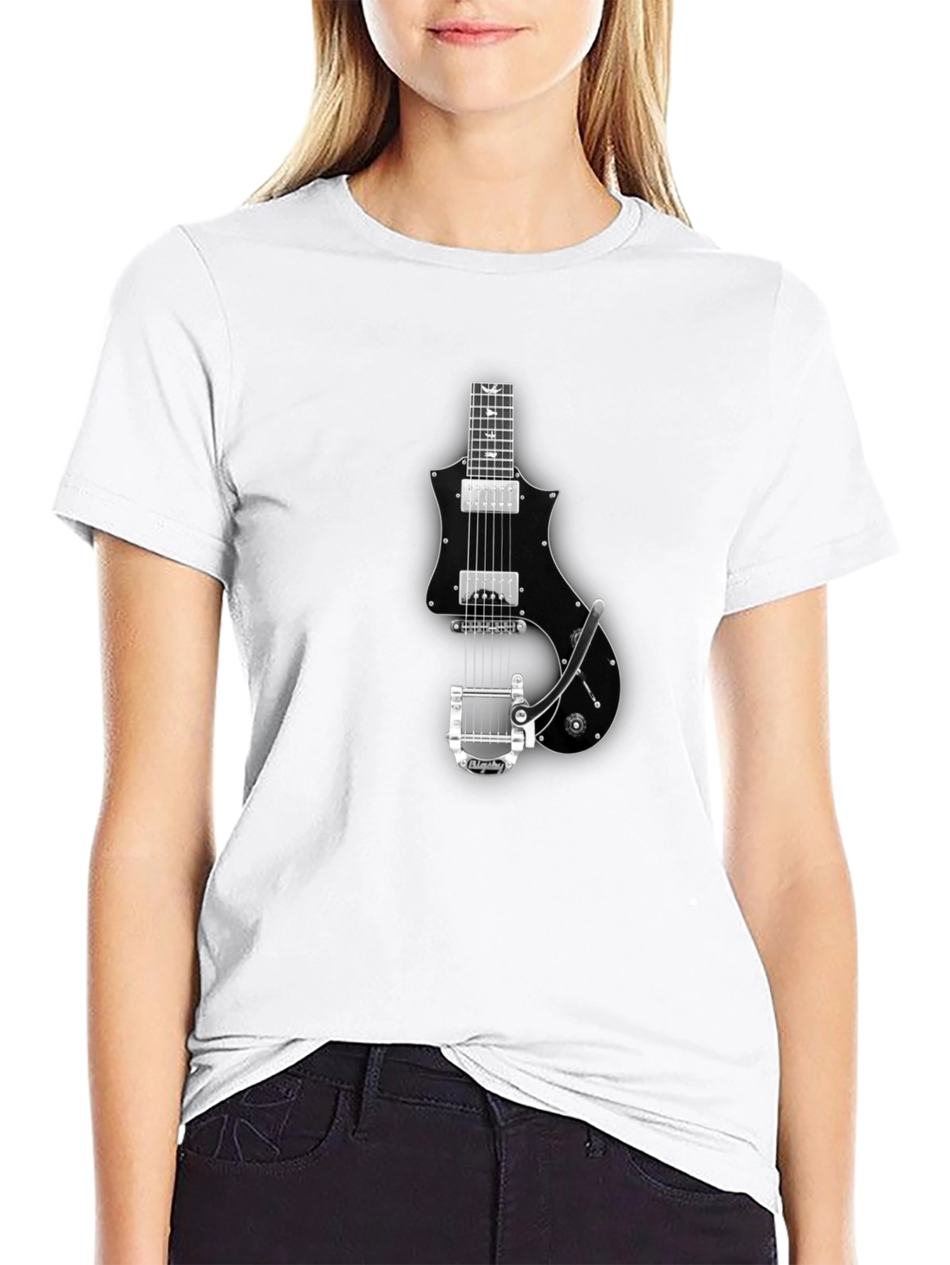 Black Guitar Graphic Tee - Cool Musician T-Shirt view 9