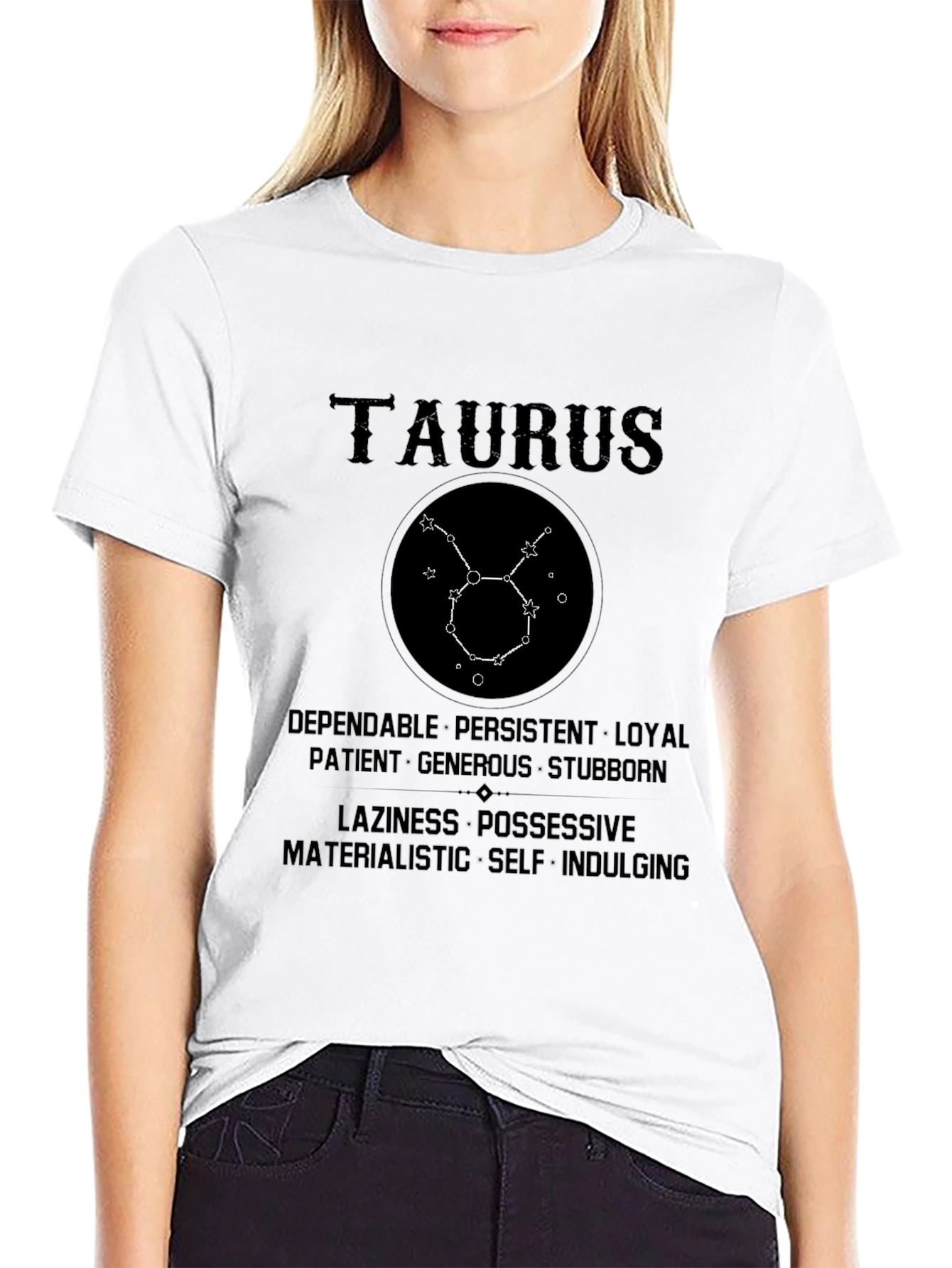 Black Taurus Zodiac Sign Black Graphic T-Shirt view 9