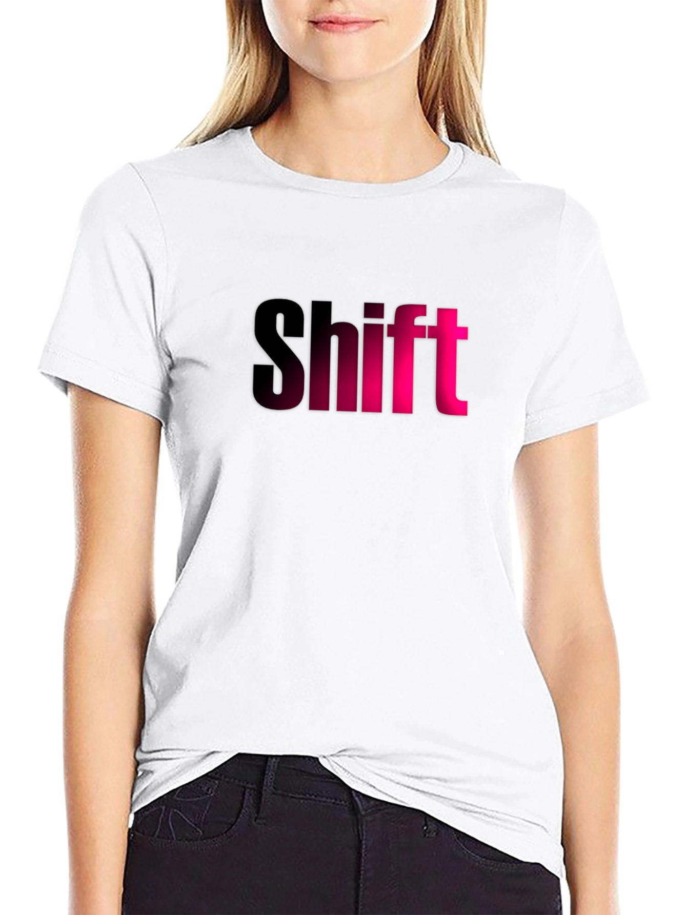 Black Shift Graphic T-Shirt - Black Tee with Pink Lettering view 9