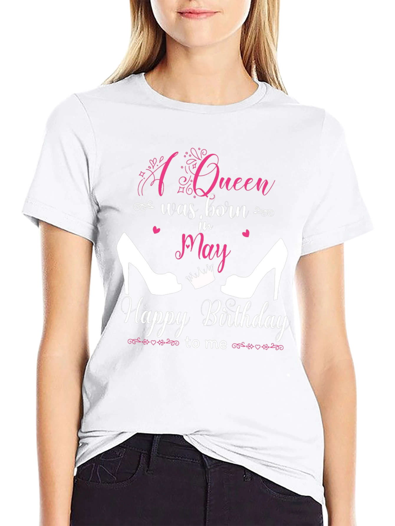 Black A Queen Was Born in May Birthday T-Shirt view 9