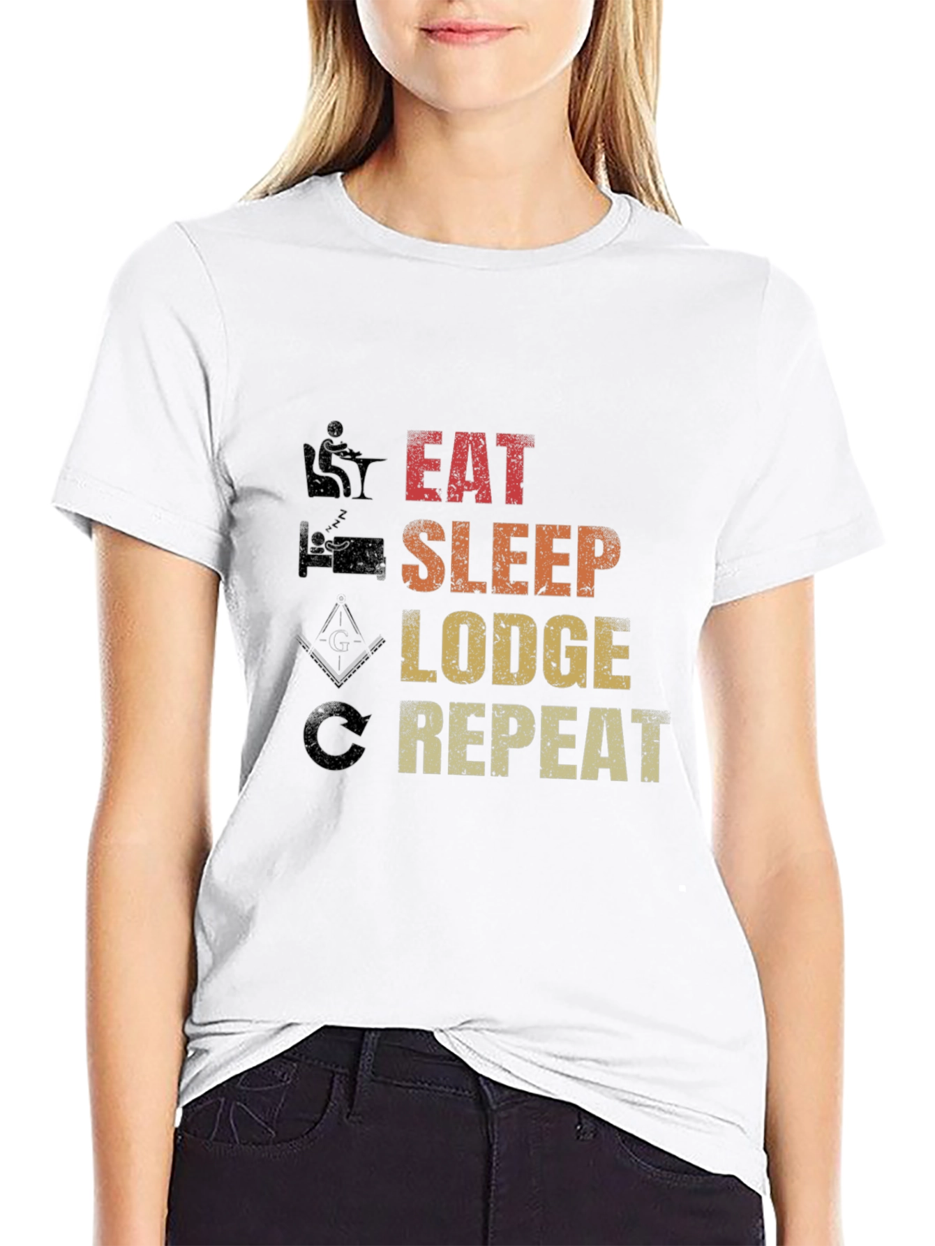 Black Eat Sleep Lodge Repeat Graphic T-Shirt view 9