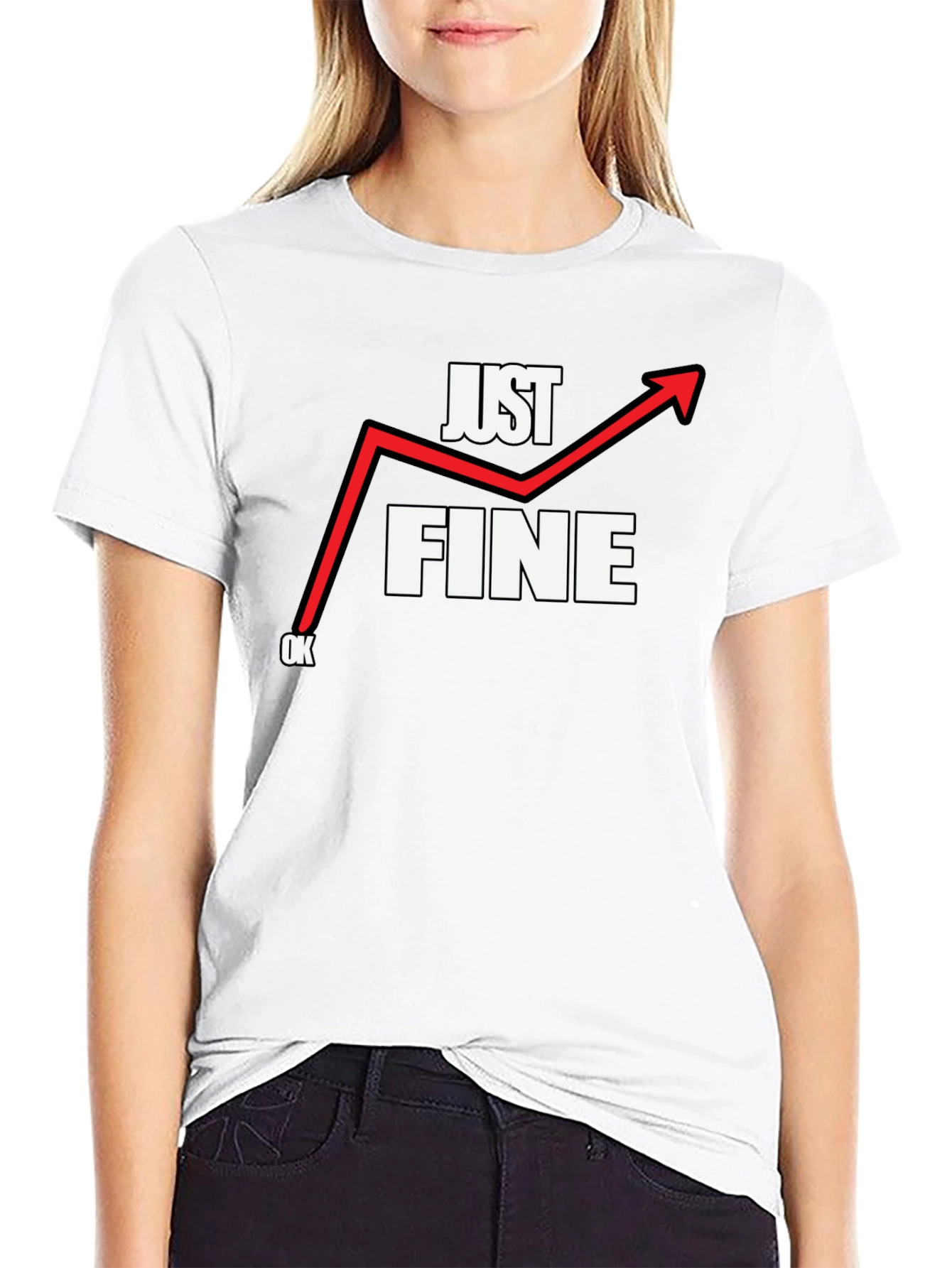 Black Just Fine T-Shirt - Funny Graphic Tee view 9