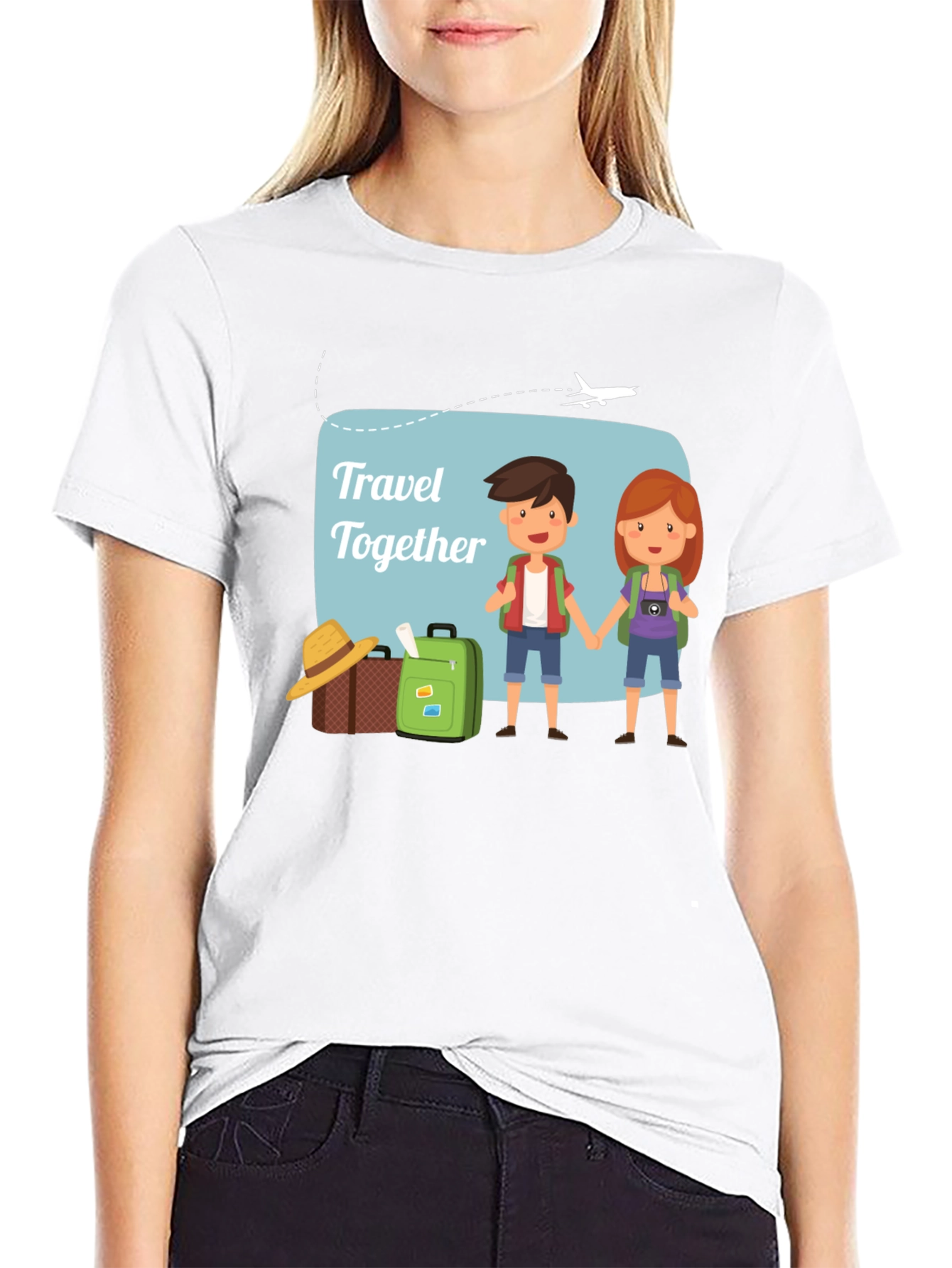 Black Travel Together T-Shirt, Vacation Tee view 9