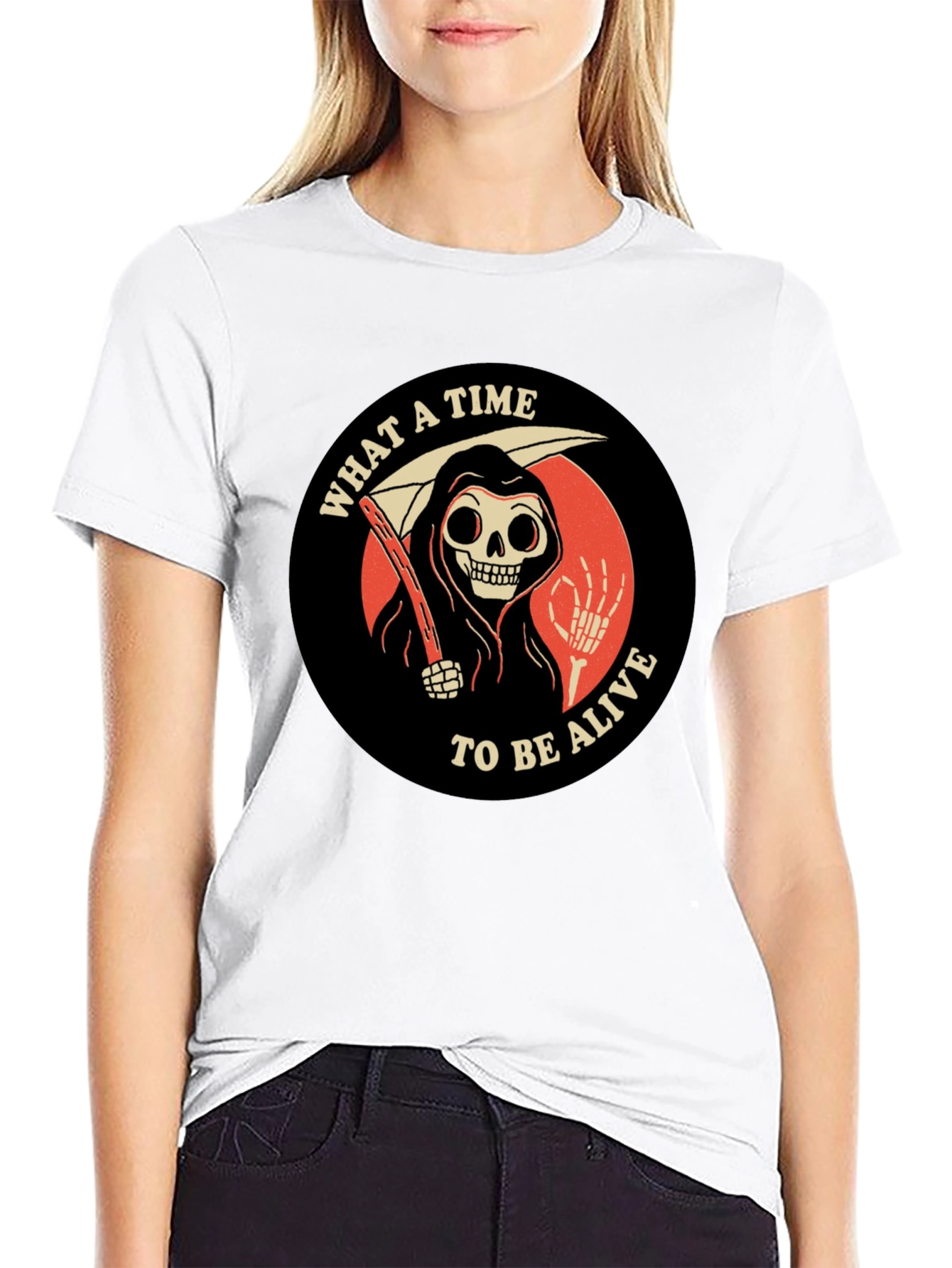 Black Grim Reaper Graphic Tee - What a Time to Be Alive view 9