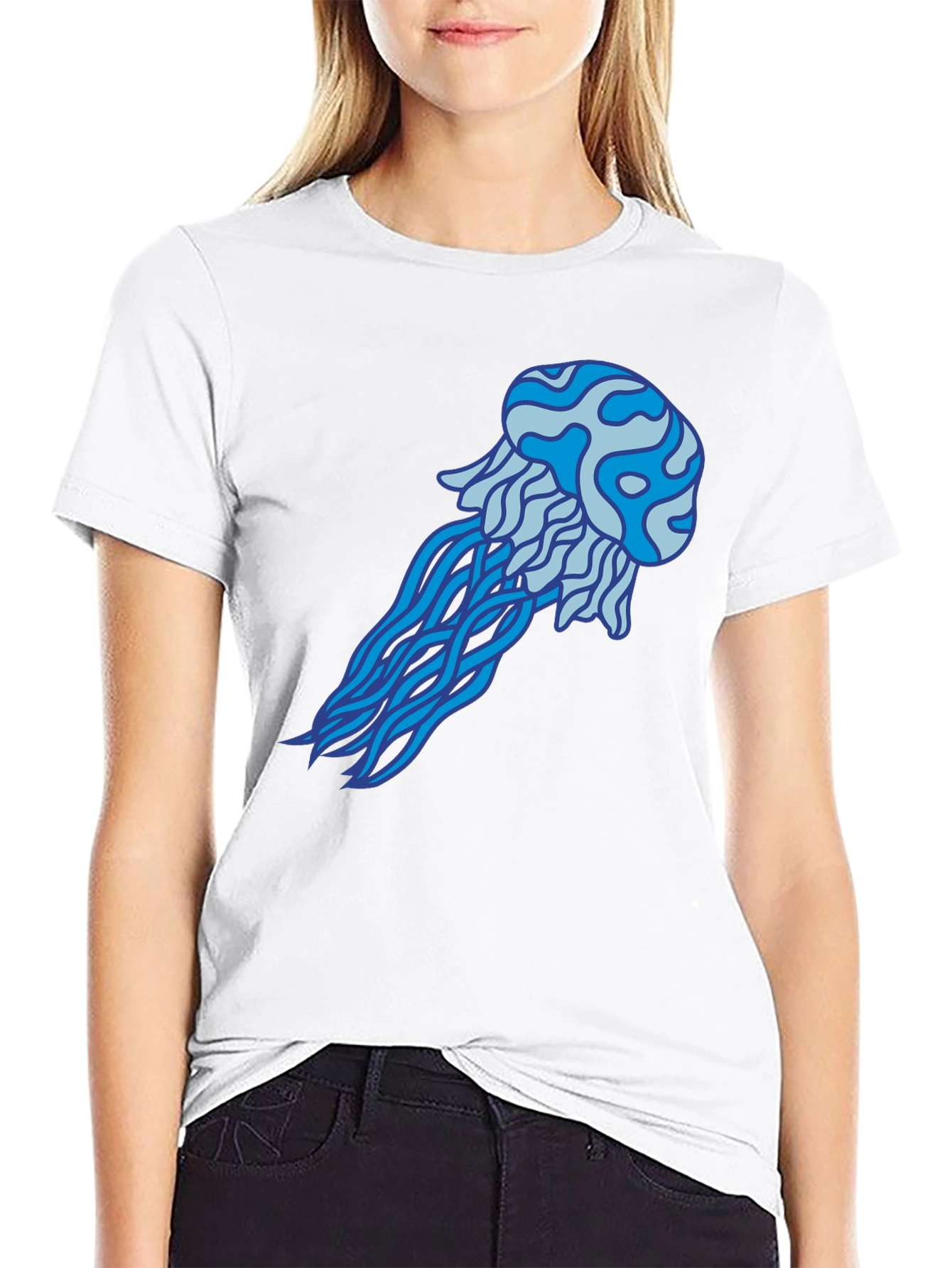 Black Jellyfish Graphic Tee - Black Cotton T-Shirt view 9