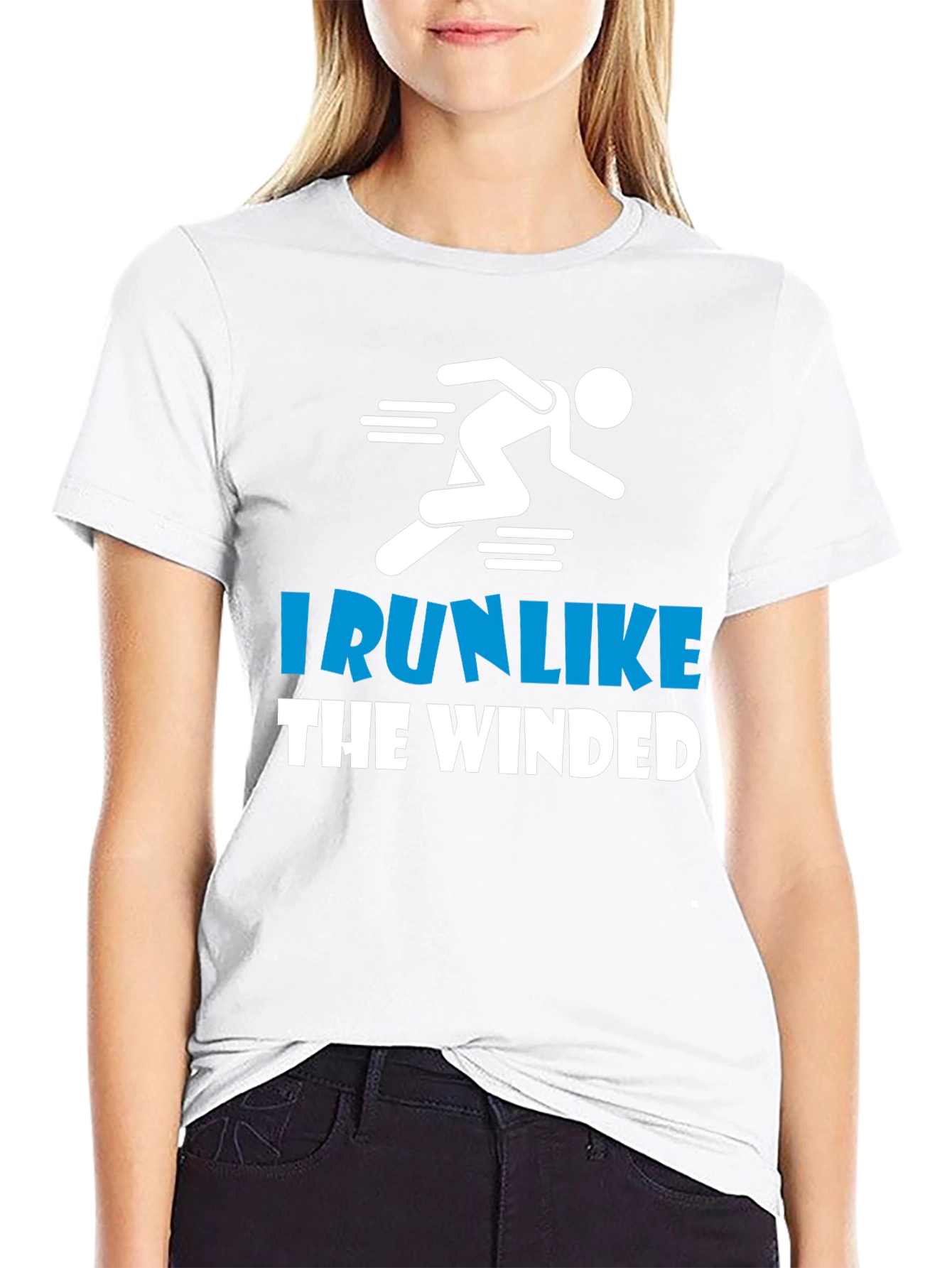 Black I Run Like the Winded Black T-Shirt view 9
