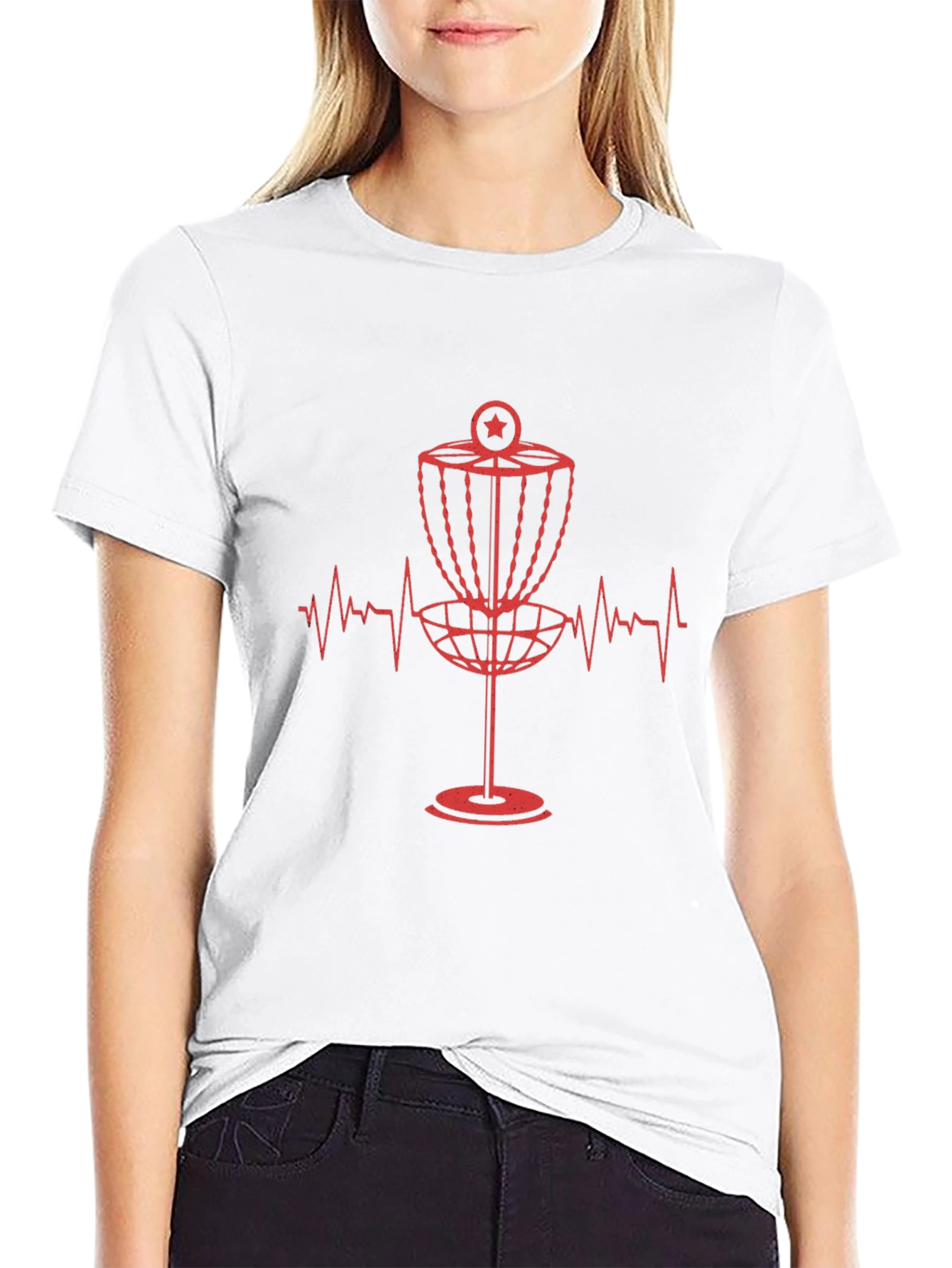 Black Disc Golf Heartbeat T-Shirt view 9