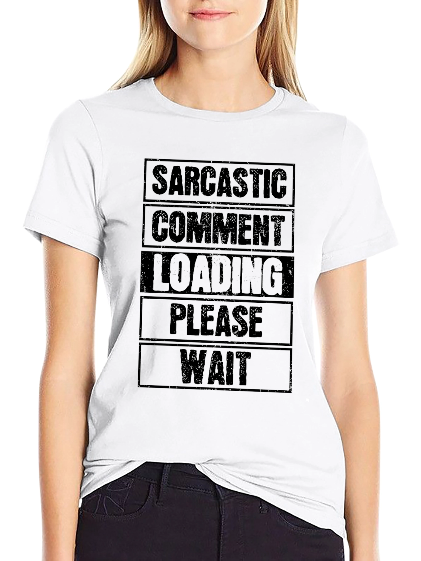 Black Sarcastic Comment Loading Graphic T-Shirt view 9