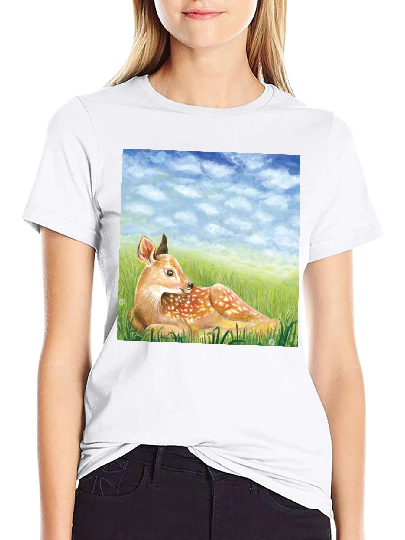 Black Deer Scene Graphic Tee - Nature Lover's T-Shirt view 9