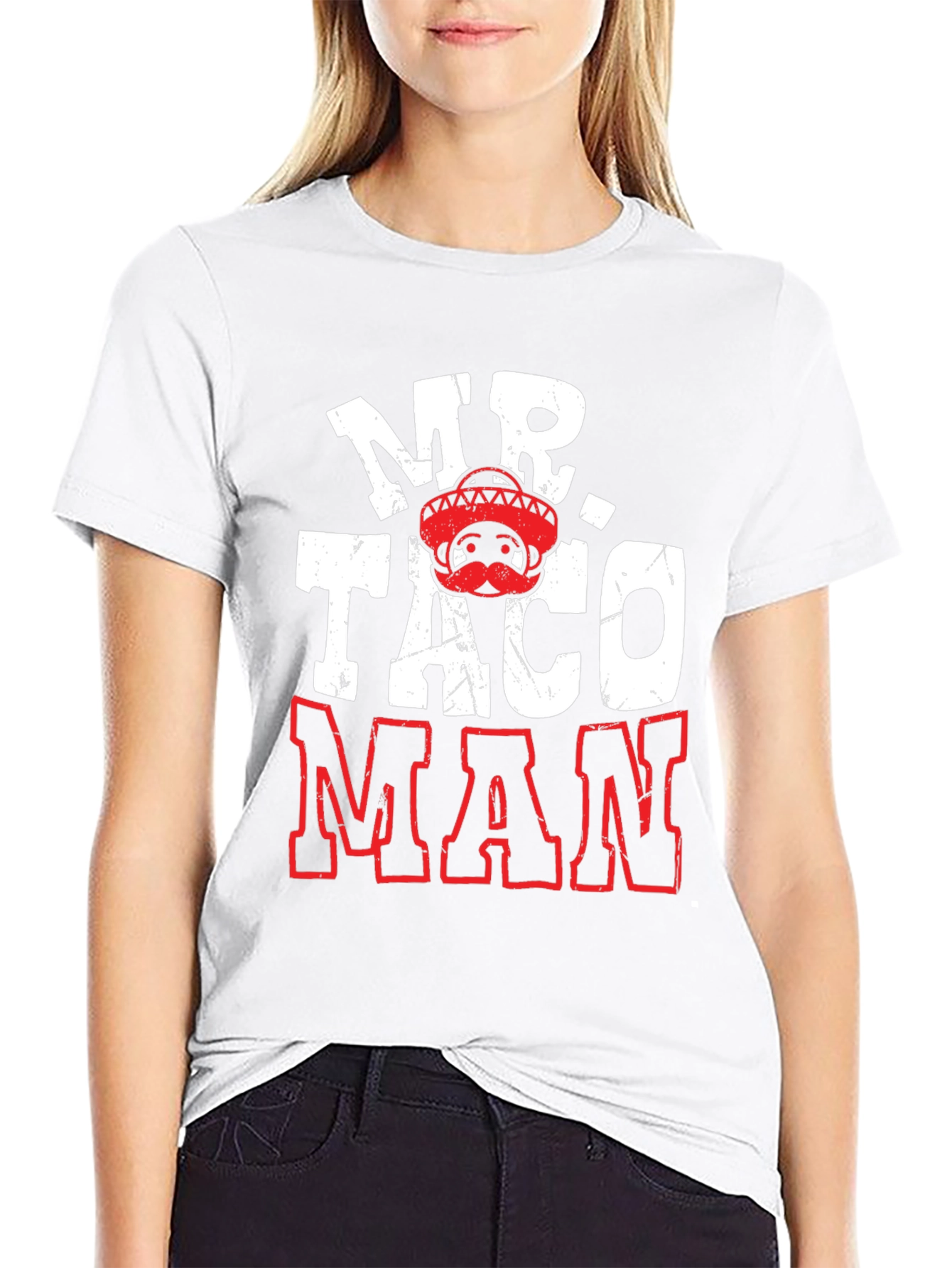 Black Mr. Taco Man Novelty Graphic T-Shirt view 9