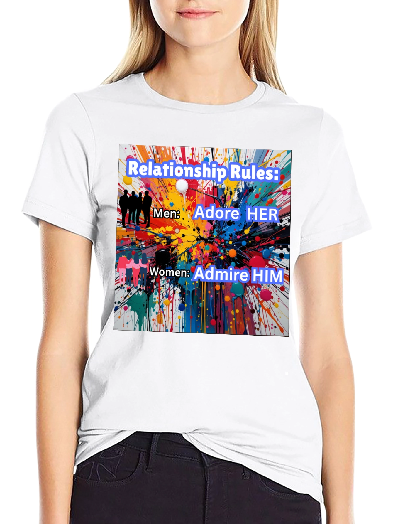 Black Relationship Rules T-Shirt - Adore Her, Admire Him view 9