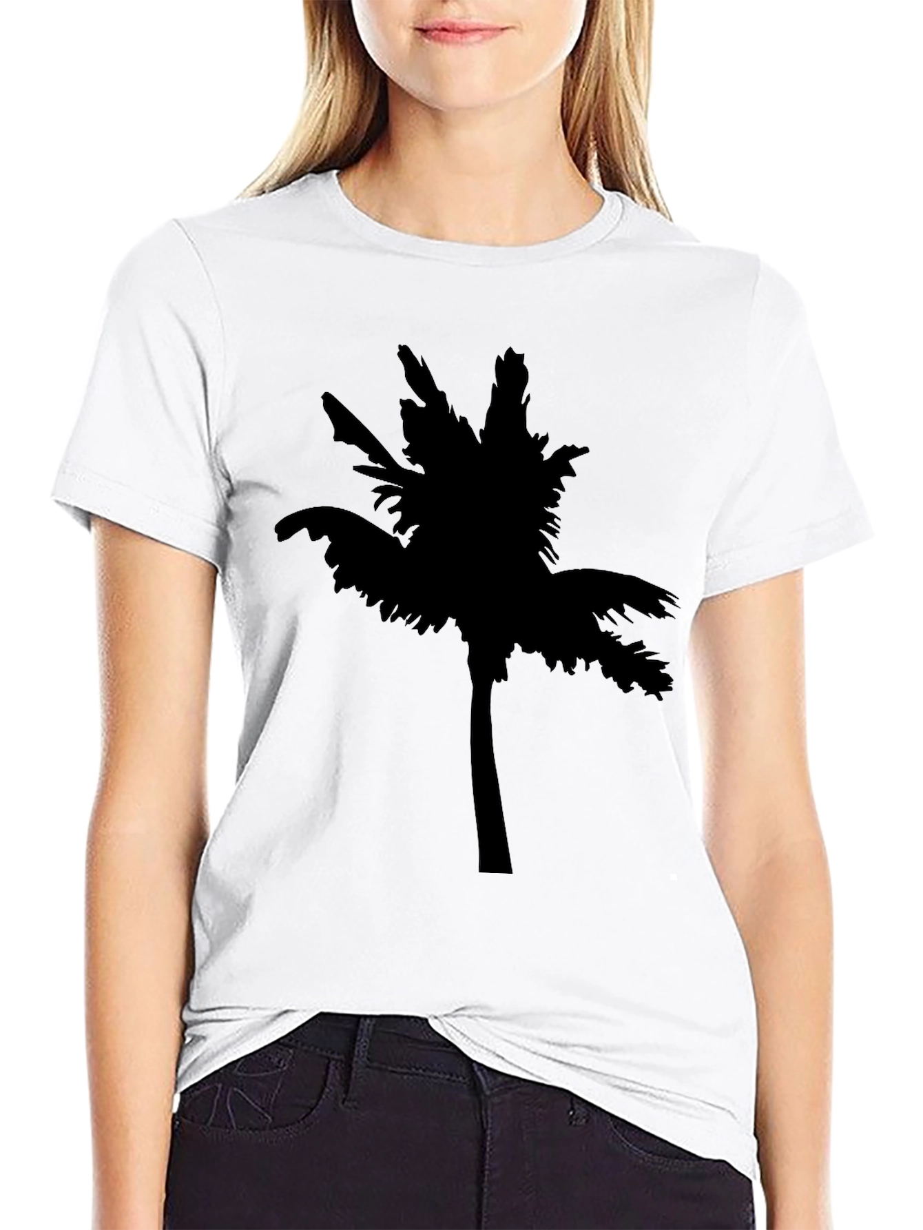 Black Men's Black Palm Tree Graphic T-Shirt view 9