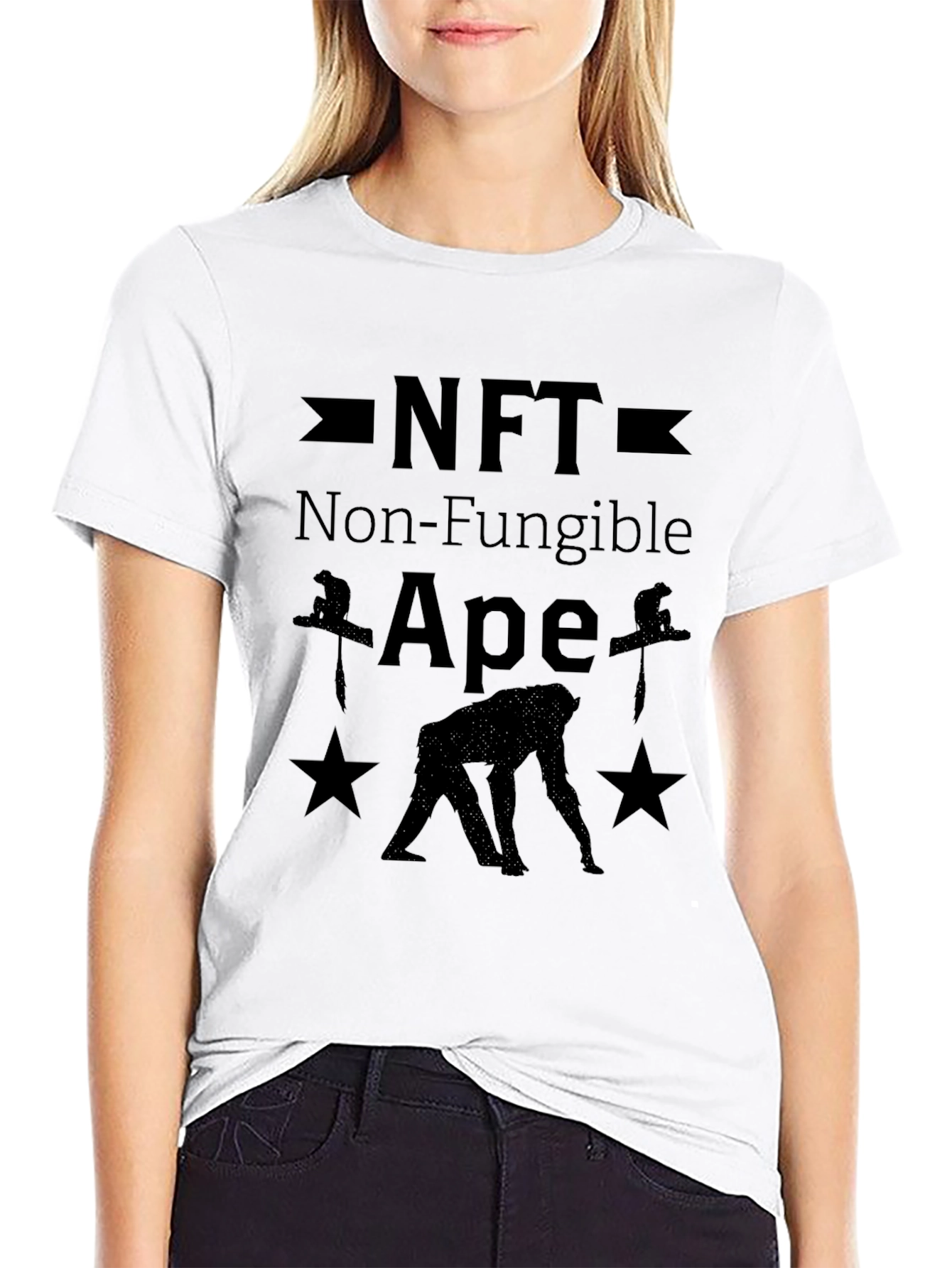 Black NFT Non-Fungible Ape Men's Black Graphic T-Shirt view 9
