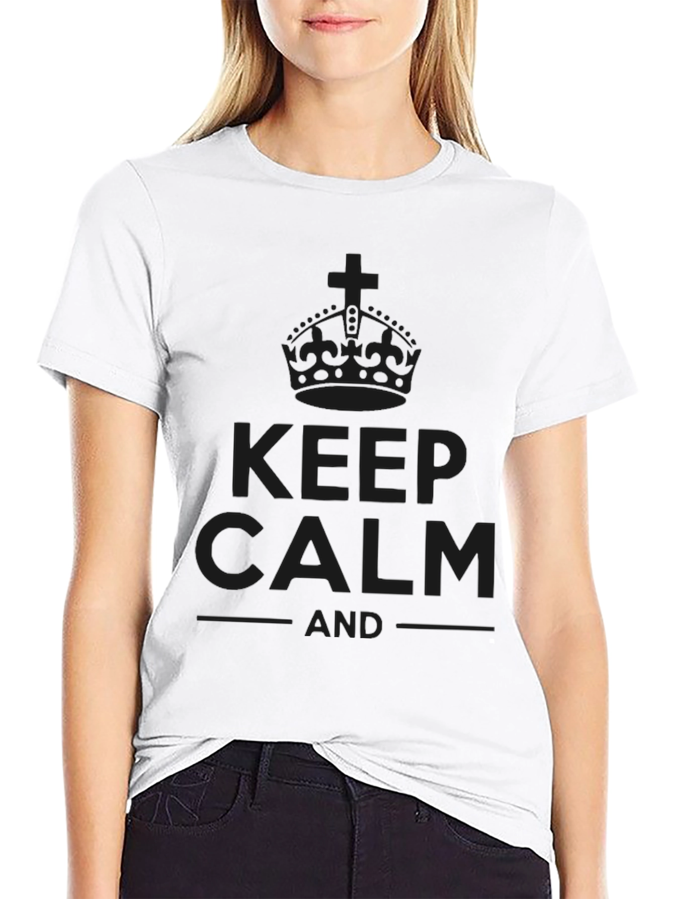 Black Keep Calm Graphic Black Tee view 9